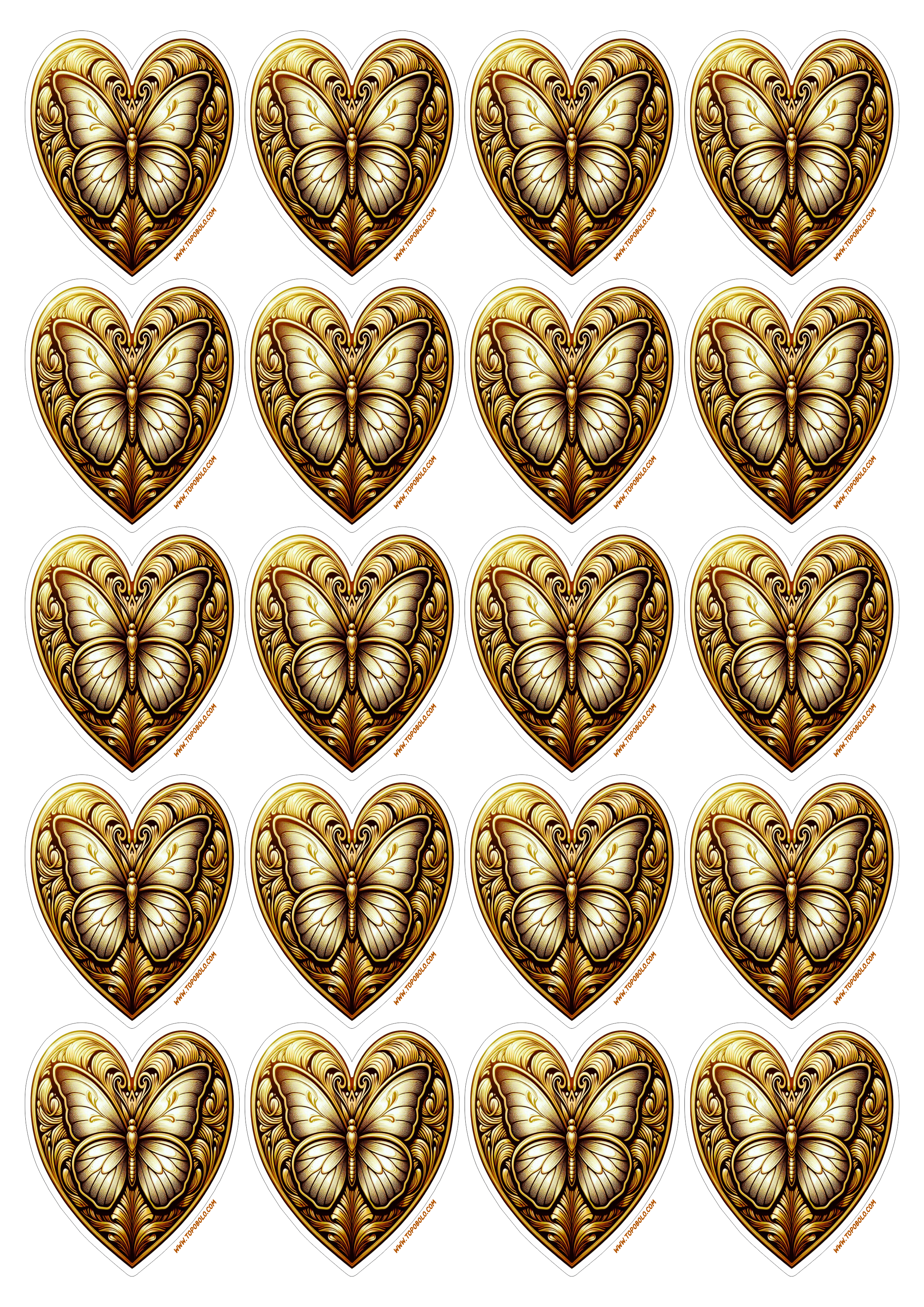 Coração dourado png decoração com borboleta adesivos para imprimir e decorar sua festa de aniversário dourado artigos de papelaria 20 imagens