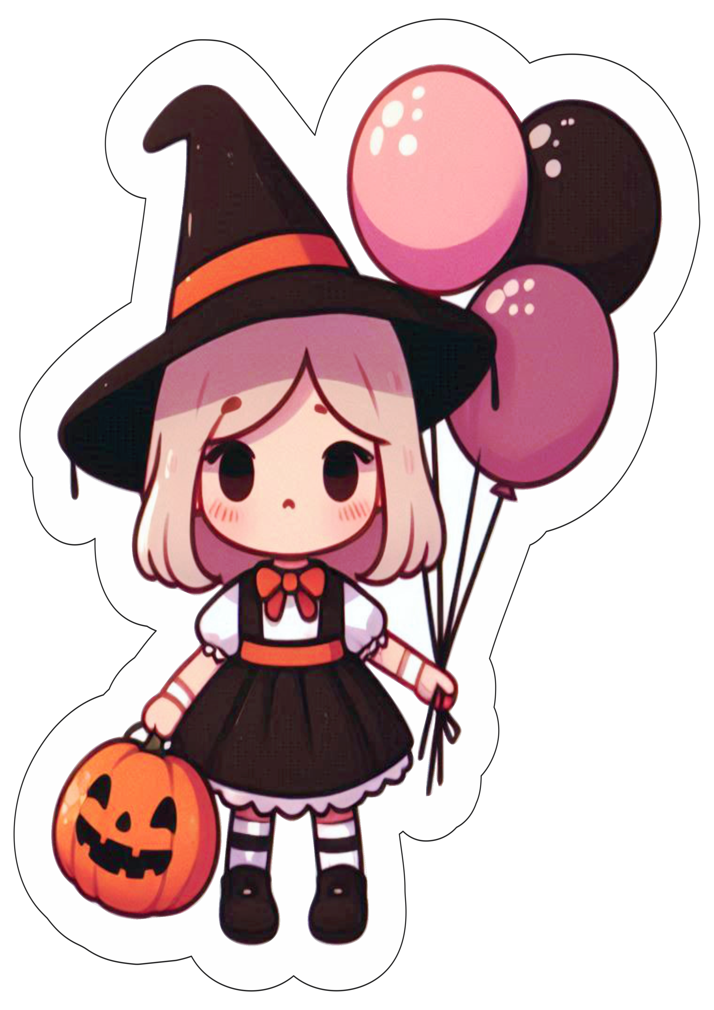 Imagens png fantasia de Halloween desenho fofinho gostosuras ou travessuras dia das bruxas balões fundo transparente ilustração vetor clipart