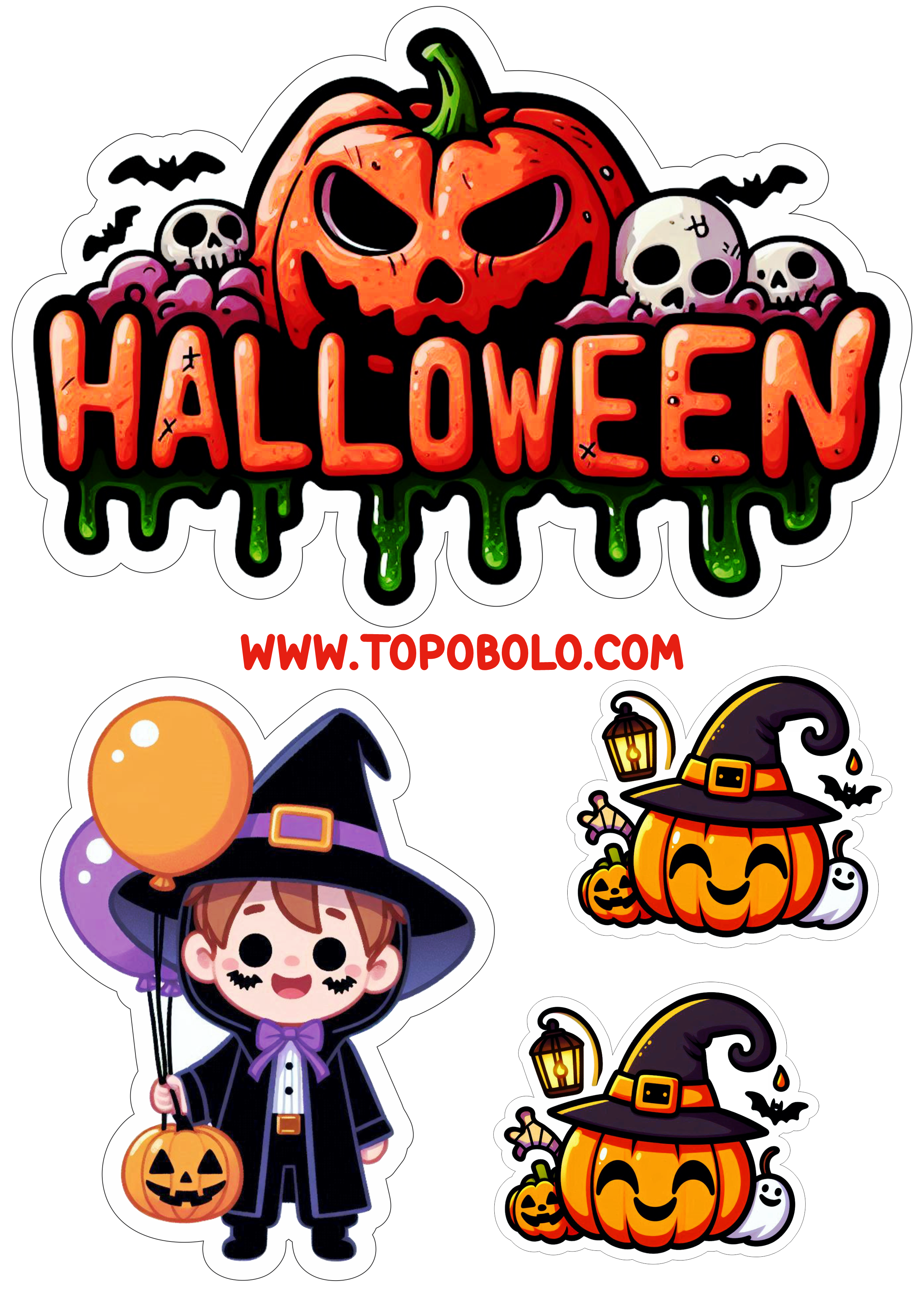 Topo de bolo para imprimir png tema halloween decoração