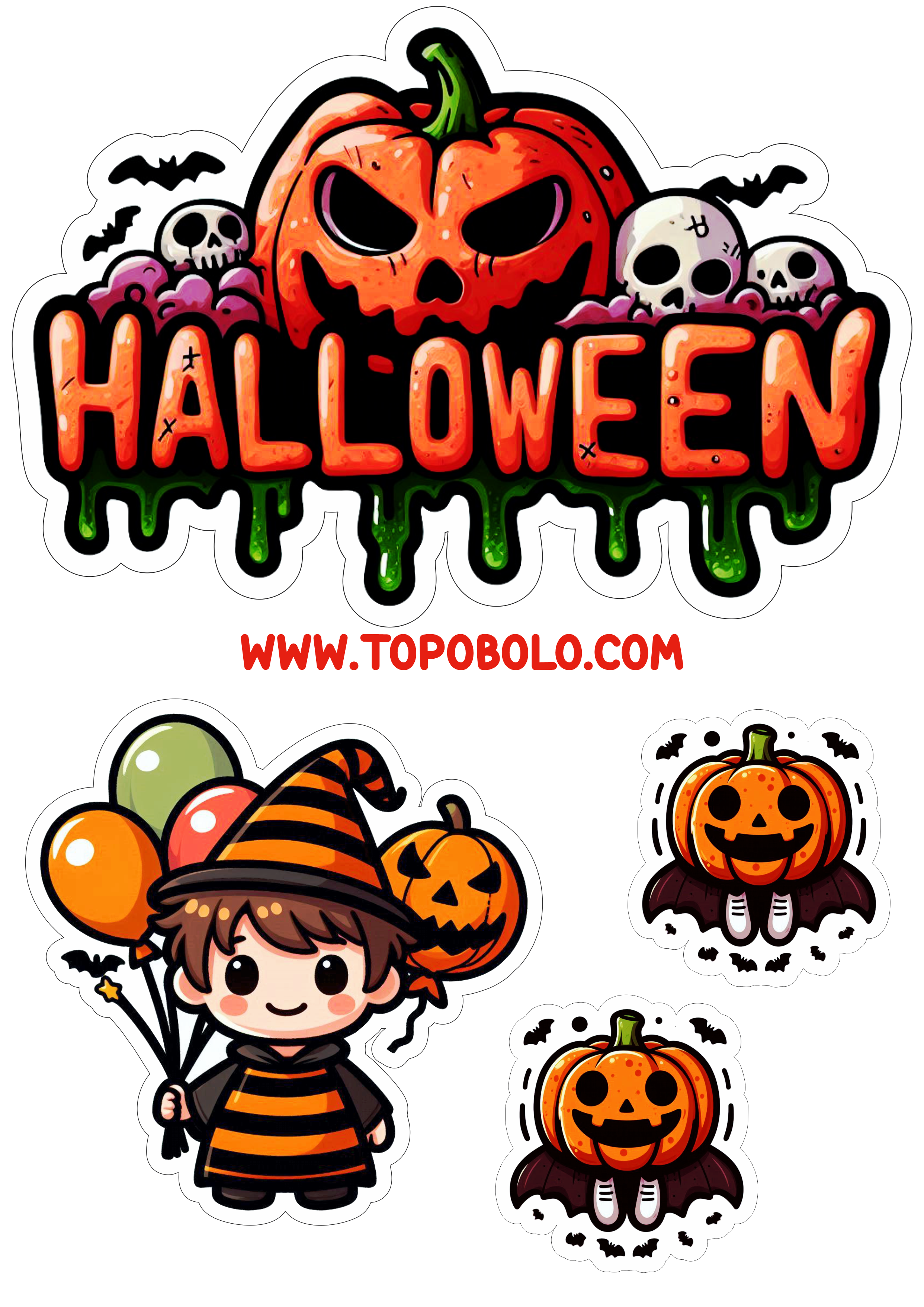 Topo de bolo para imprimir png tema halloween decoração topper cake