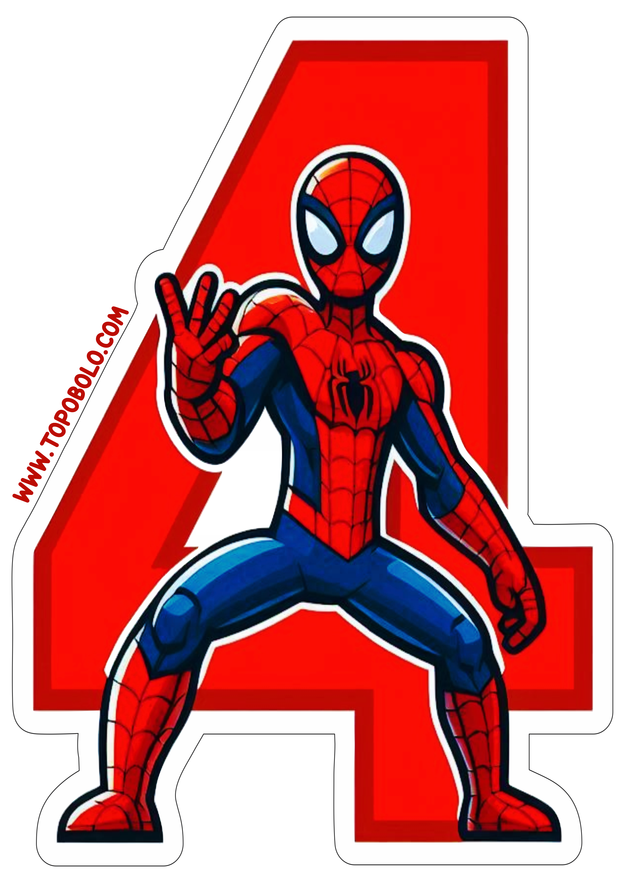 Número 4 Homem-Aranha decoração de aniversário festa infantil personalizada pronto para imprimir fazendo a nossa festa free png