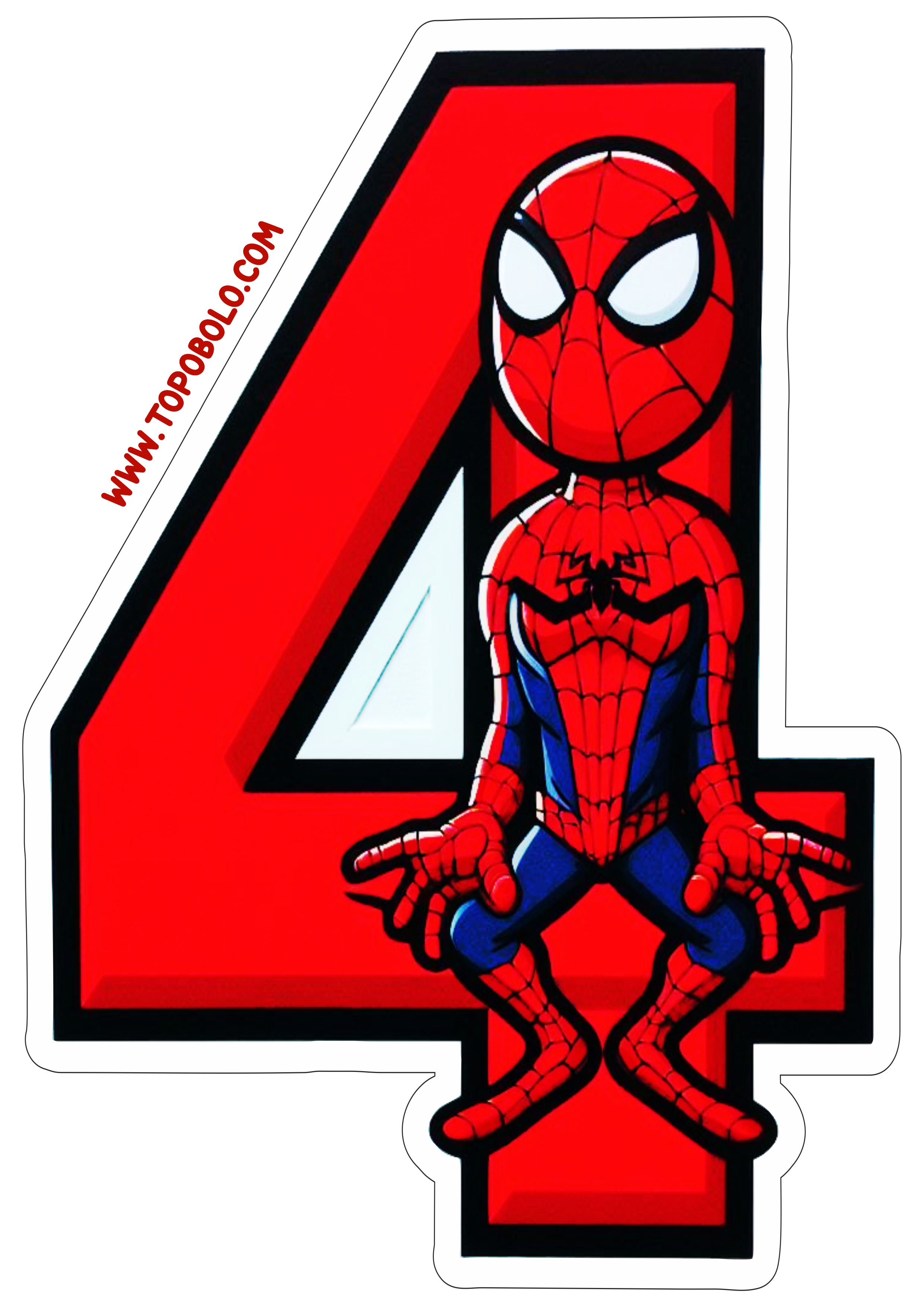 Número 4 Homem-Aranha decoração de aniversário festa infantil personalizada png