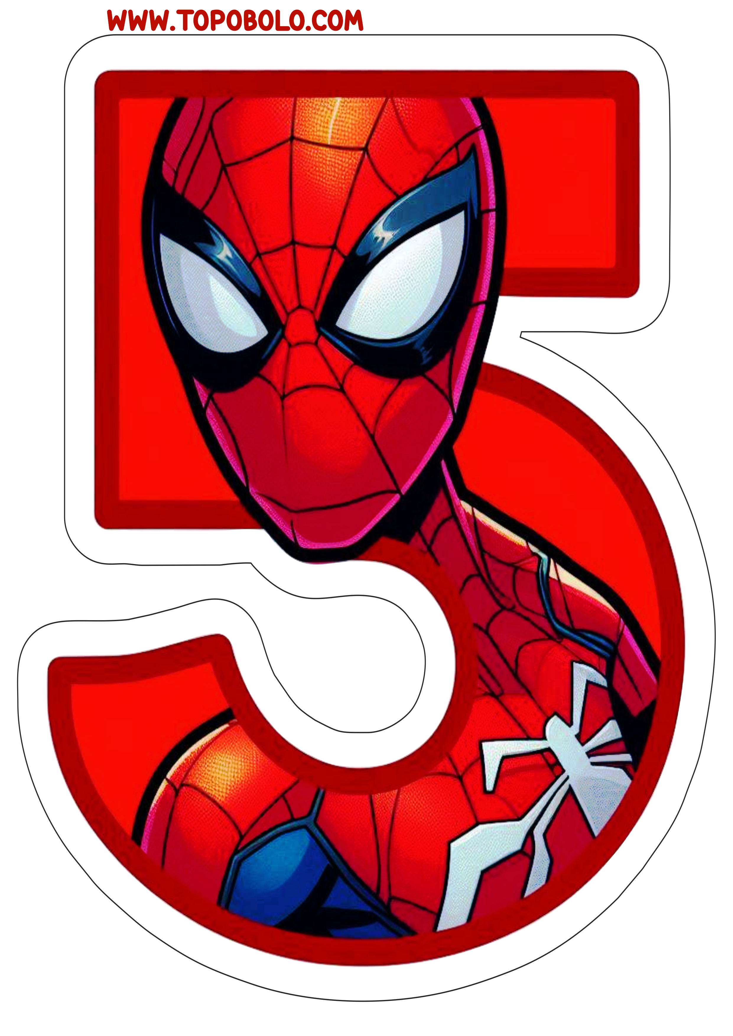 Número 5 Homem-Aranha decoração de aniversário festa infantil personalizada png