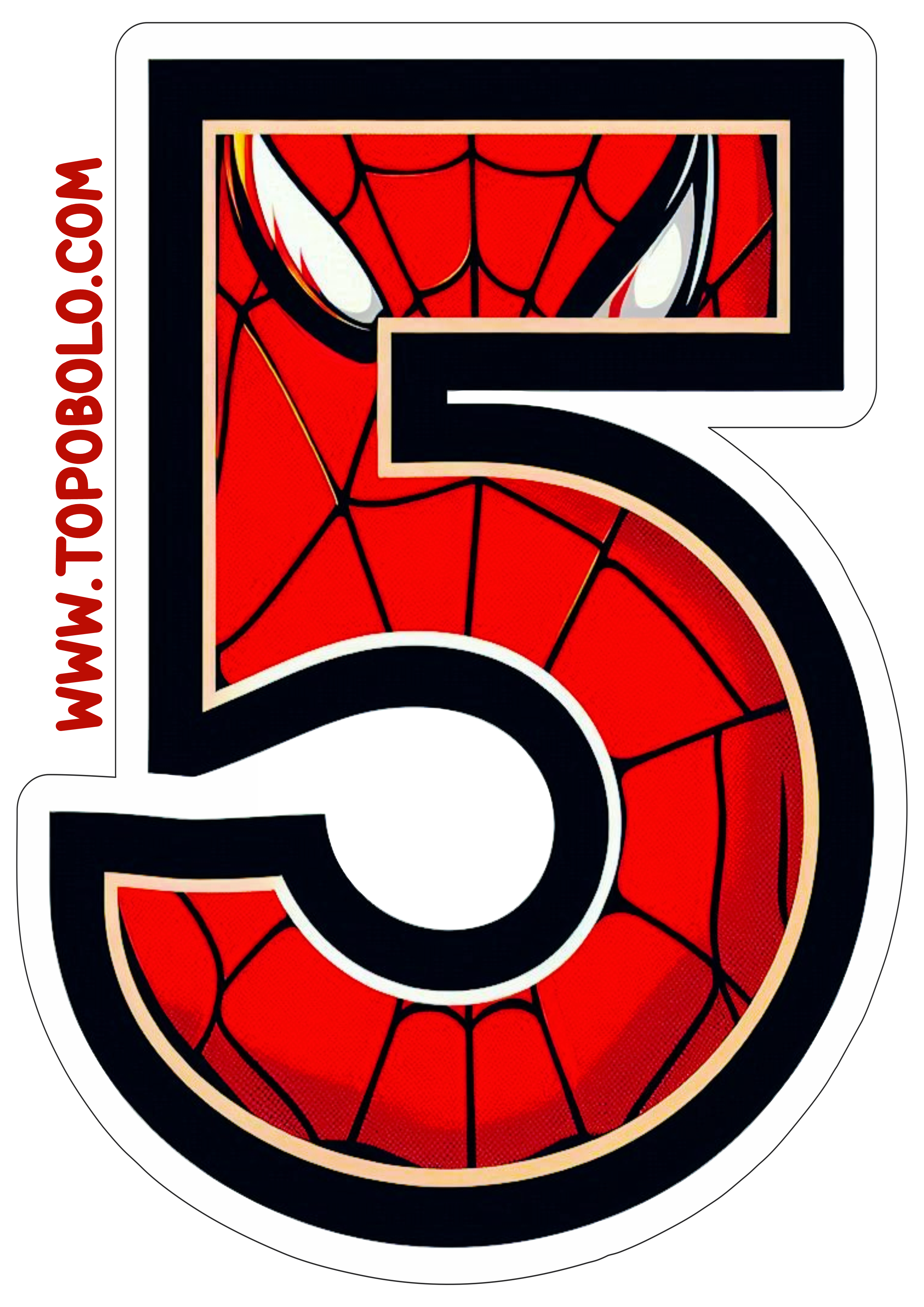 Número 5 Homem-Aranha decoração de aniversário festa infantil personalizada pronto para imprimir png