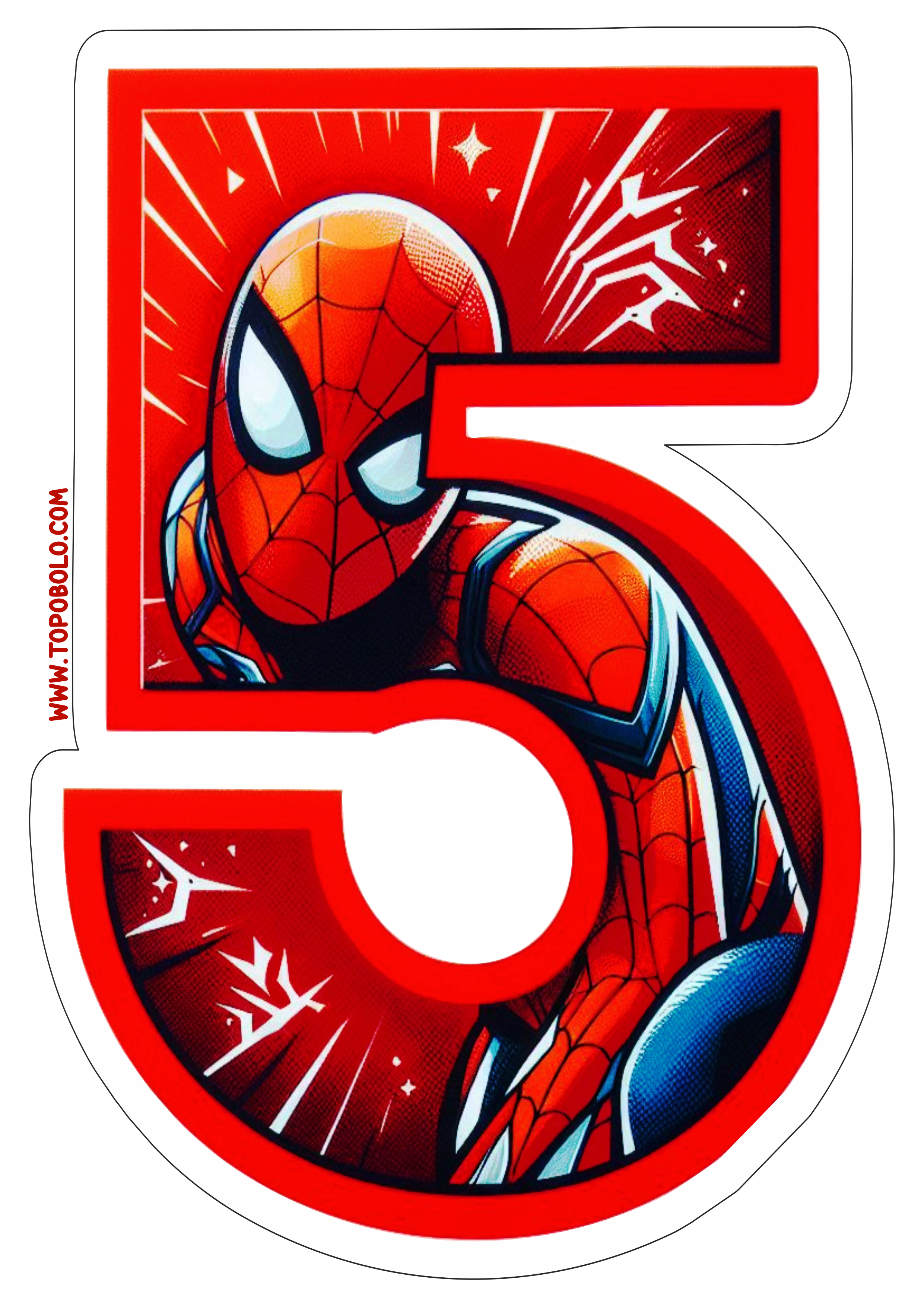 Número 5 Homem-Aranha decoração de aniversário festa infantil personalizada pronto para imprimir fazendo a nossa festa png