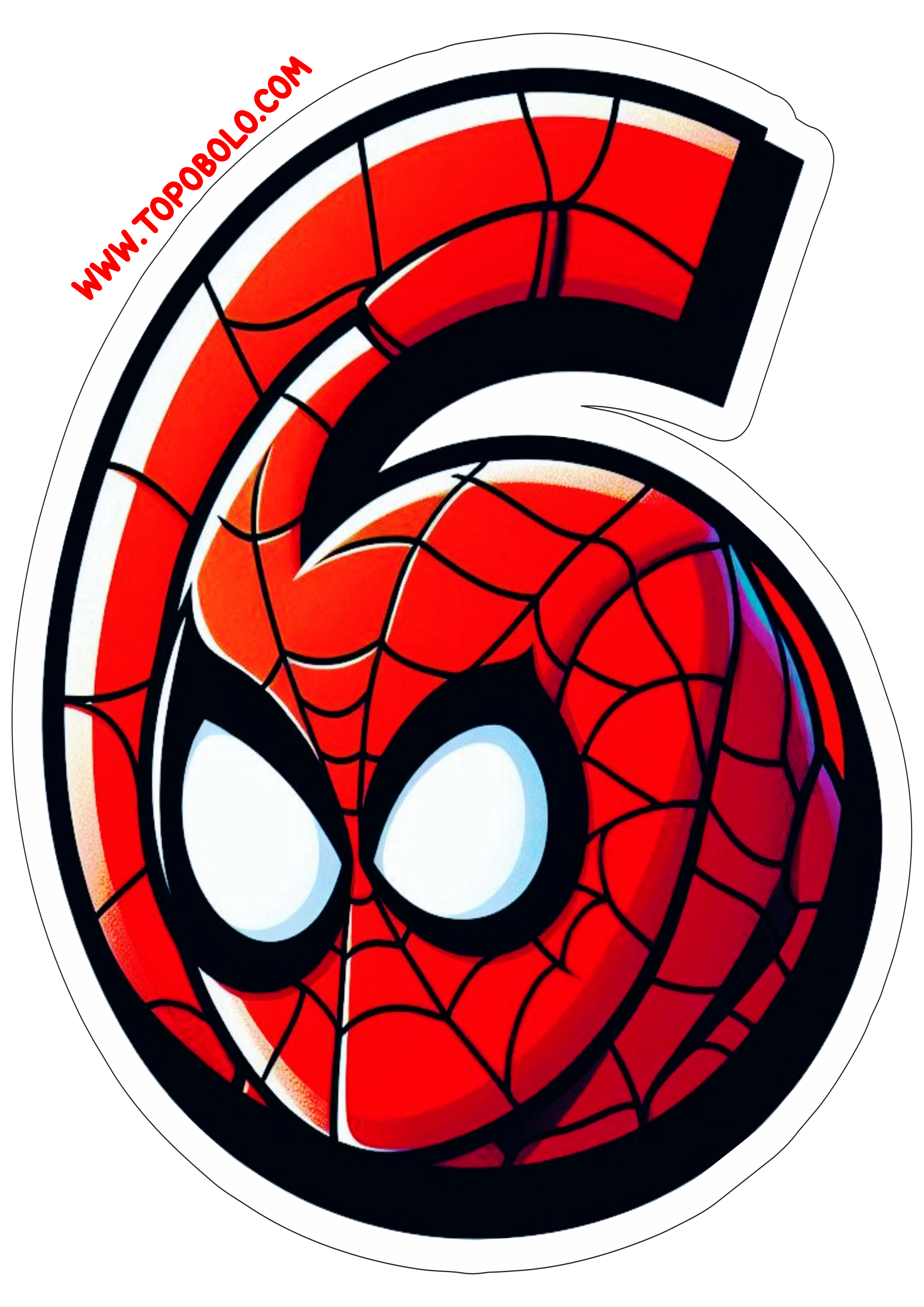 Número 6 Homem-Aranha decoração de aniversário festa infantil personalizada pronto para imprimir fazendo a nossa festa free png