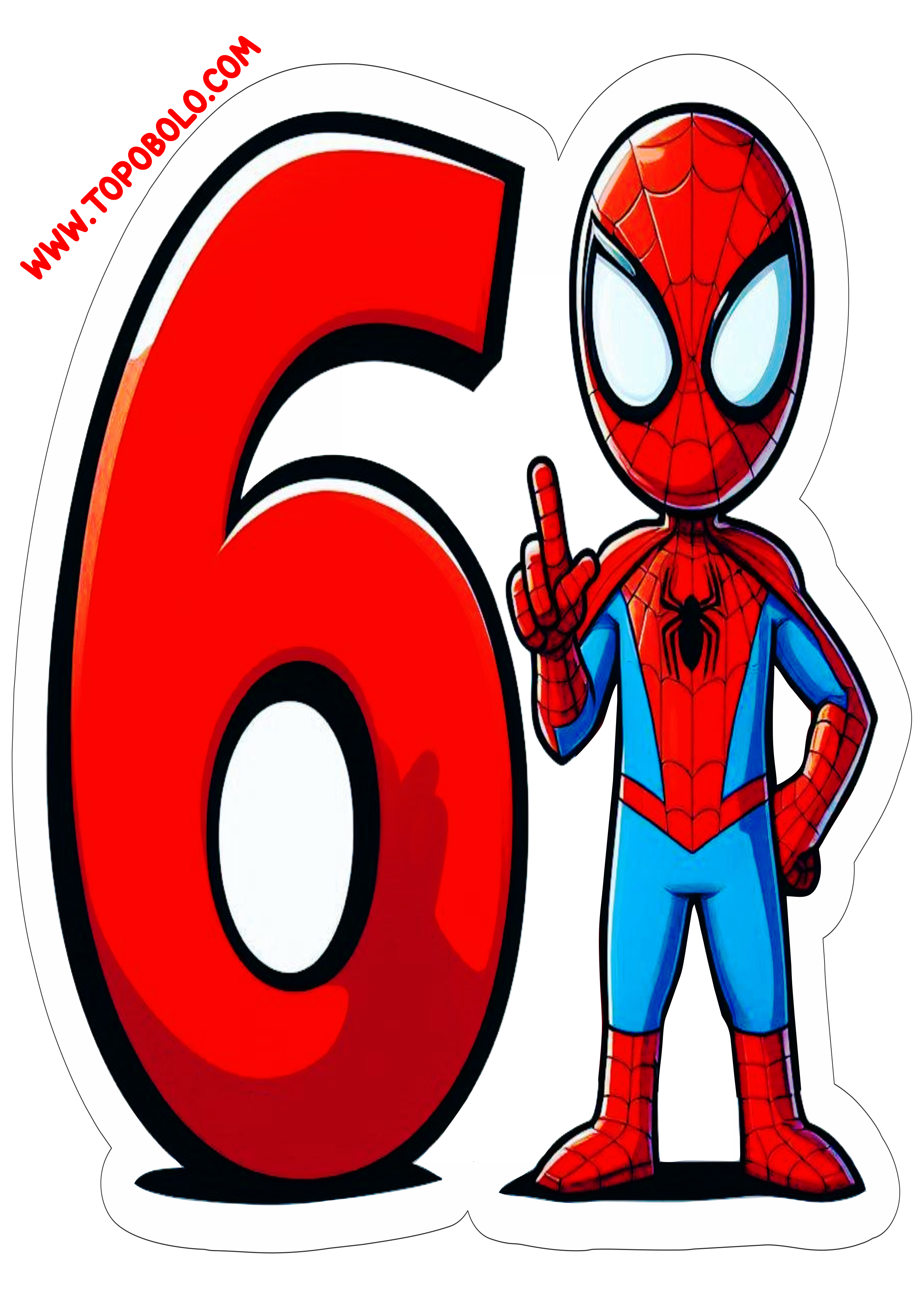 Número 6 Homem-Aranha decoração de aniversário festa infantil personalizada png