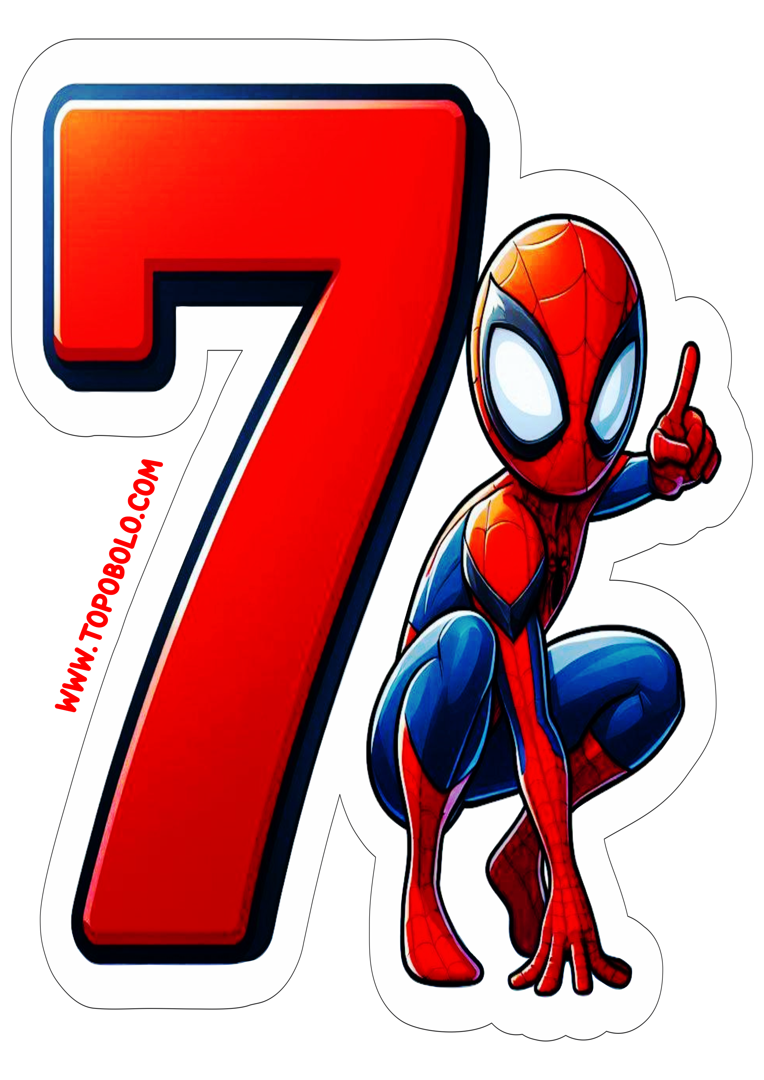 Número 7 Homem-Aranha decoração de aniversário festa infantil personalizada png