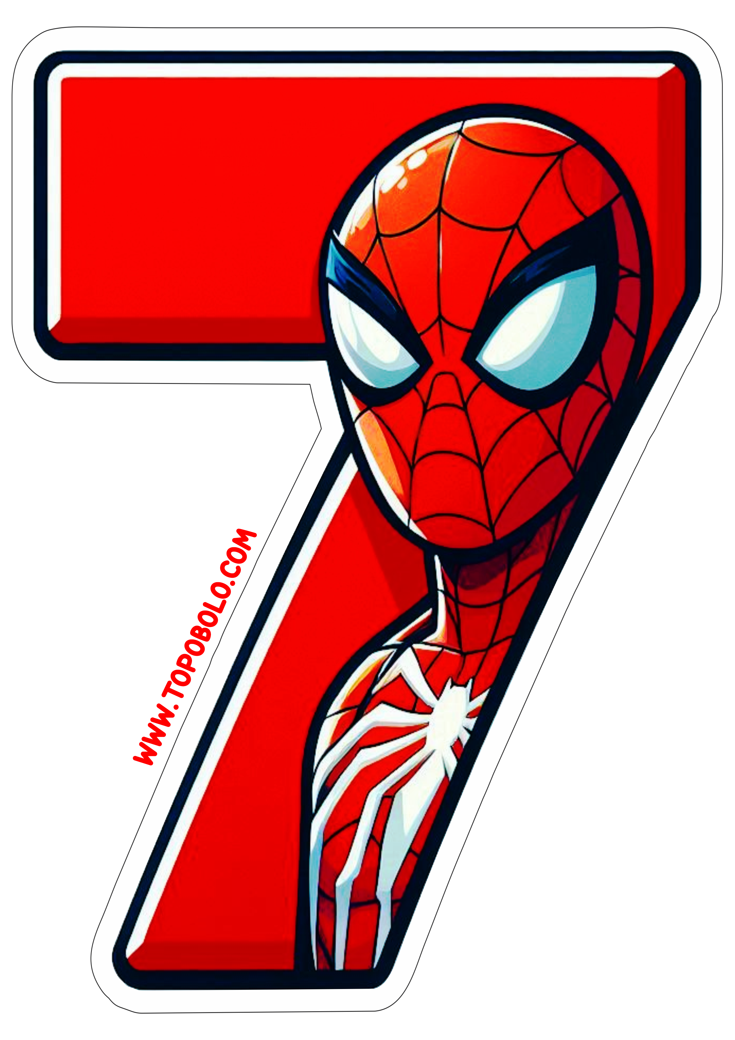 Número 7 Homem-Aranha decoração de aniversário festa infantil personalizada pronto para imprimir fazendo a nossa festa free png