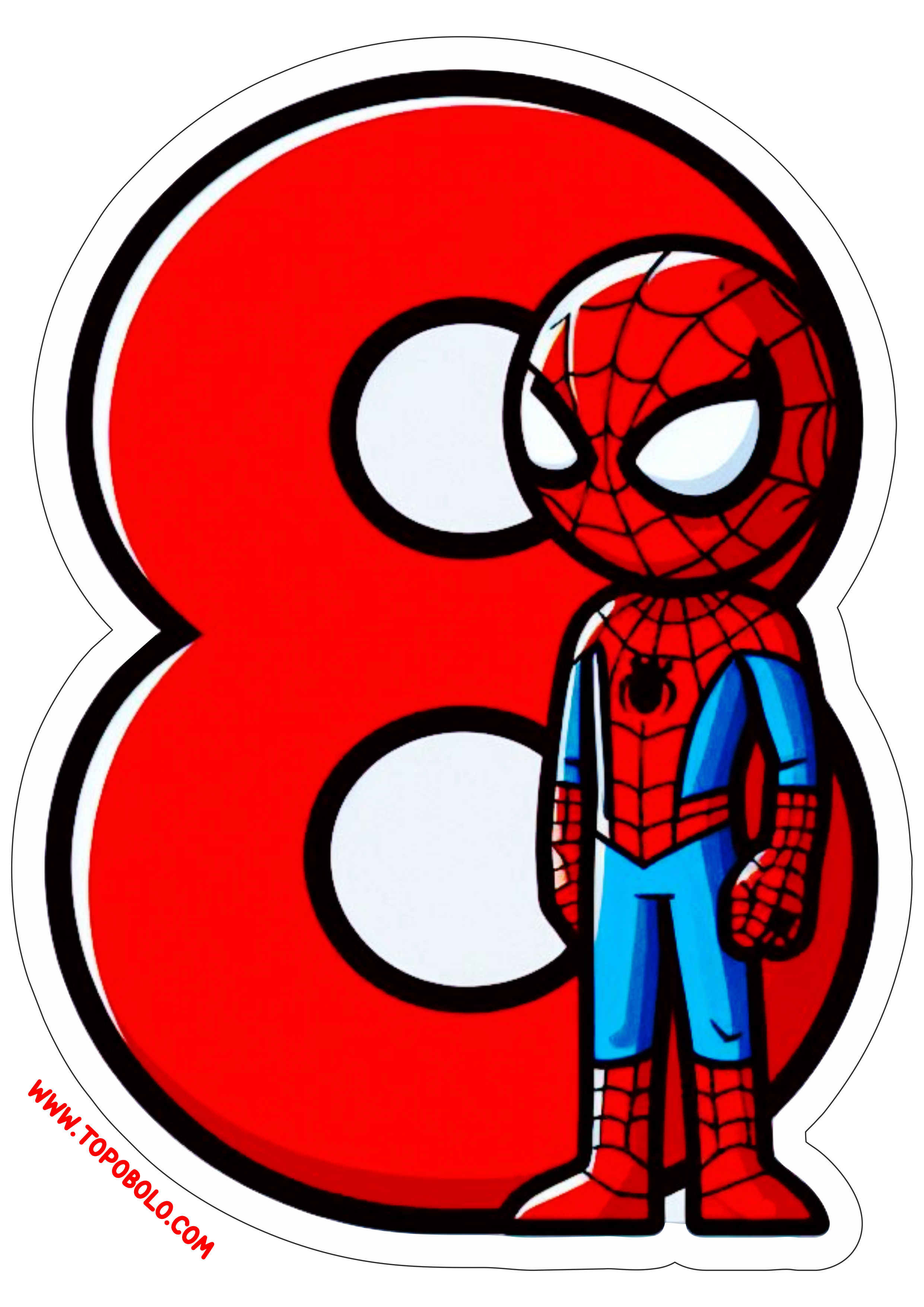 Número 8 Homem-Aranha decoração de aniversário festa infantil personalizada pronto para imprimir png