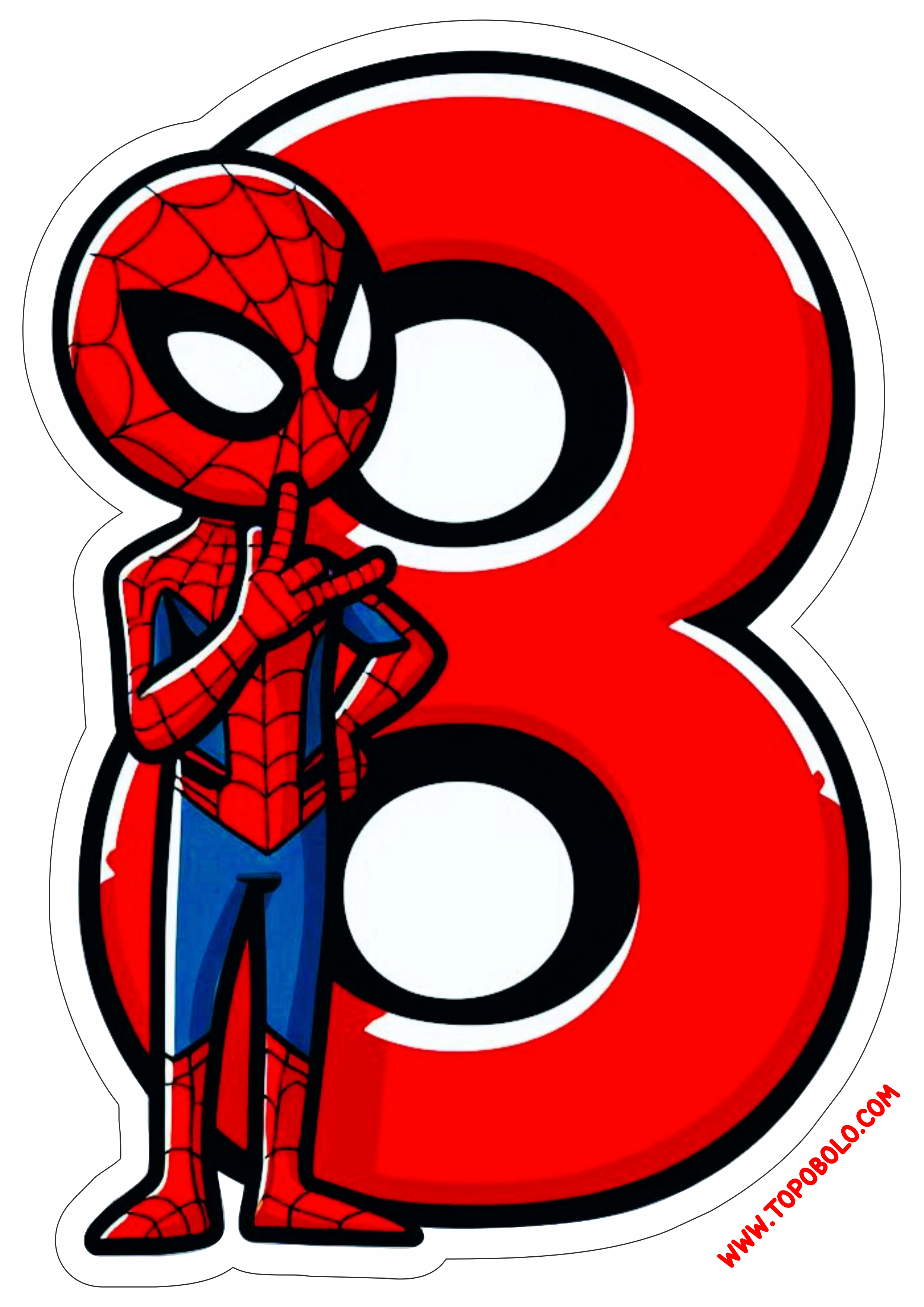 Número 8 Homem-Aranha decoração de aniversário festa infantil personalizada png