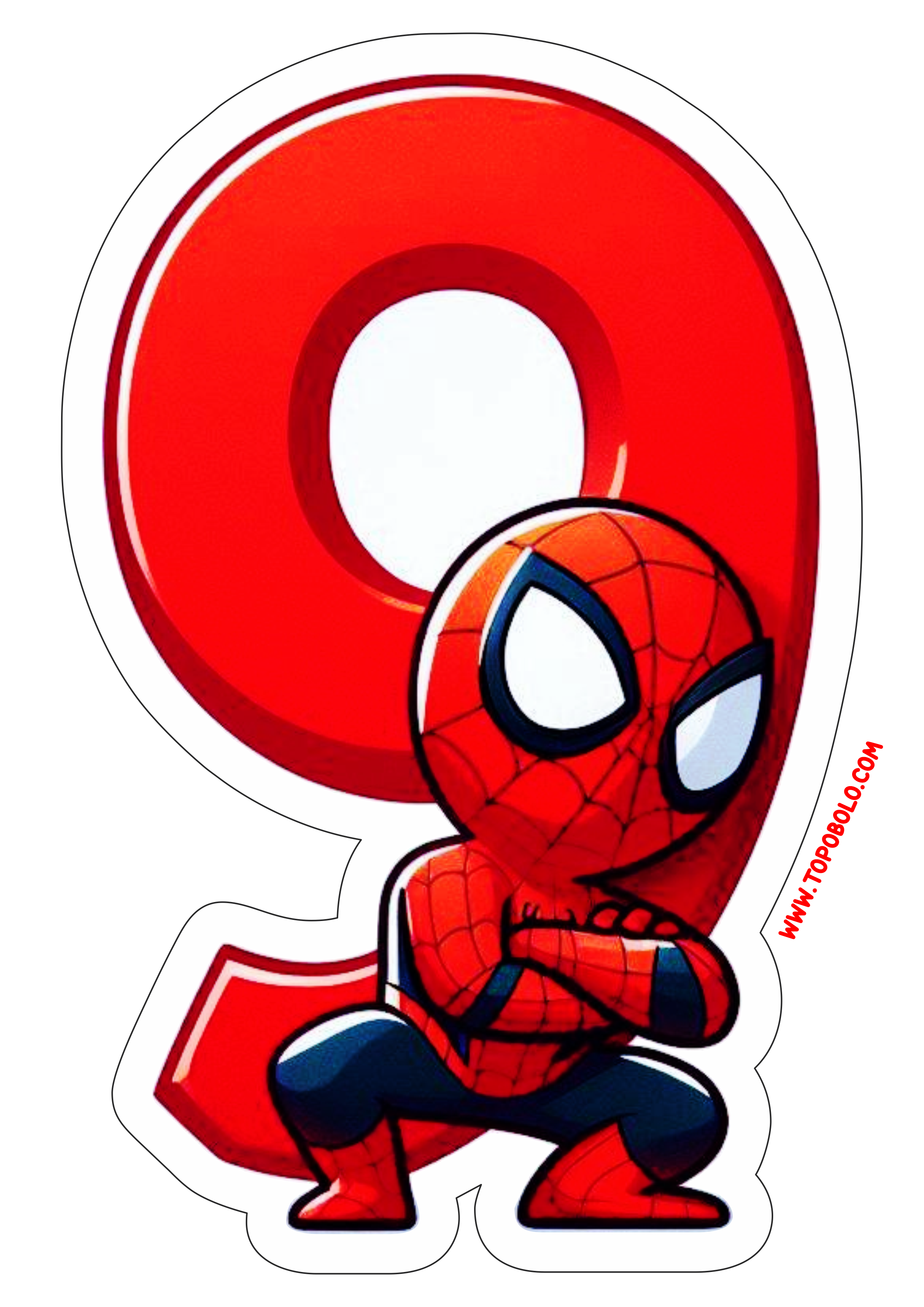 Número 9 Homem-Aranha decoração de aniversário festa infantil personalizada png