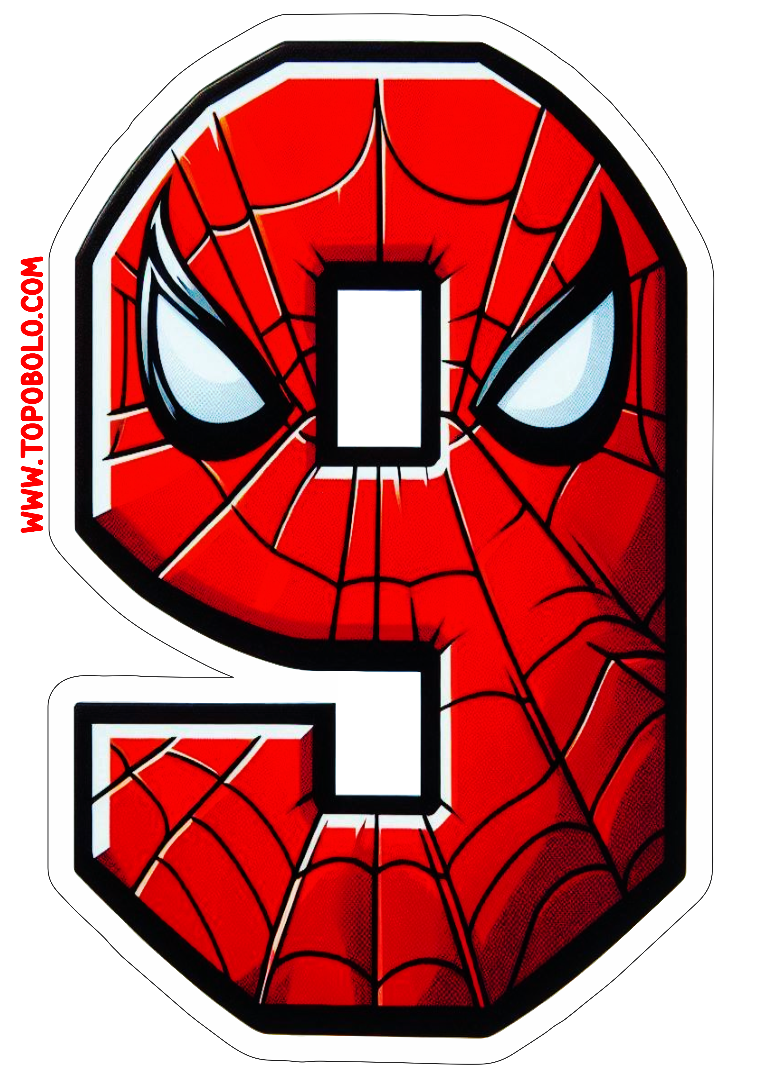 Número 9 Homem-Aranha decoração de aniversário festa infantil personalizada pronto para imprimir fazendo a nossa festa free png