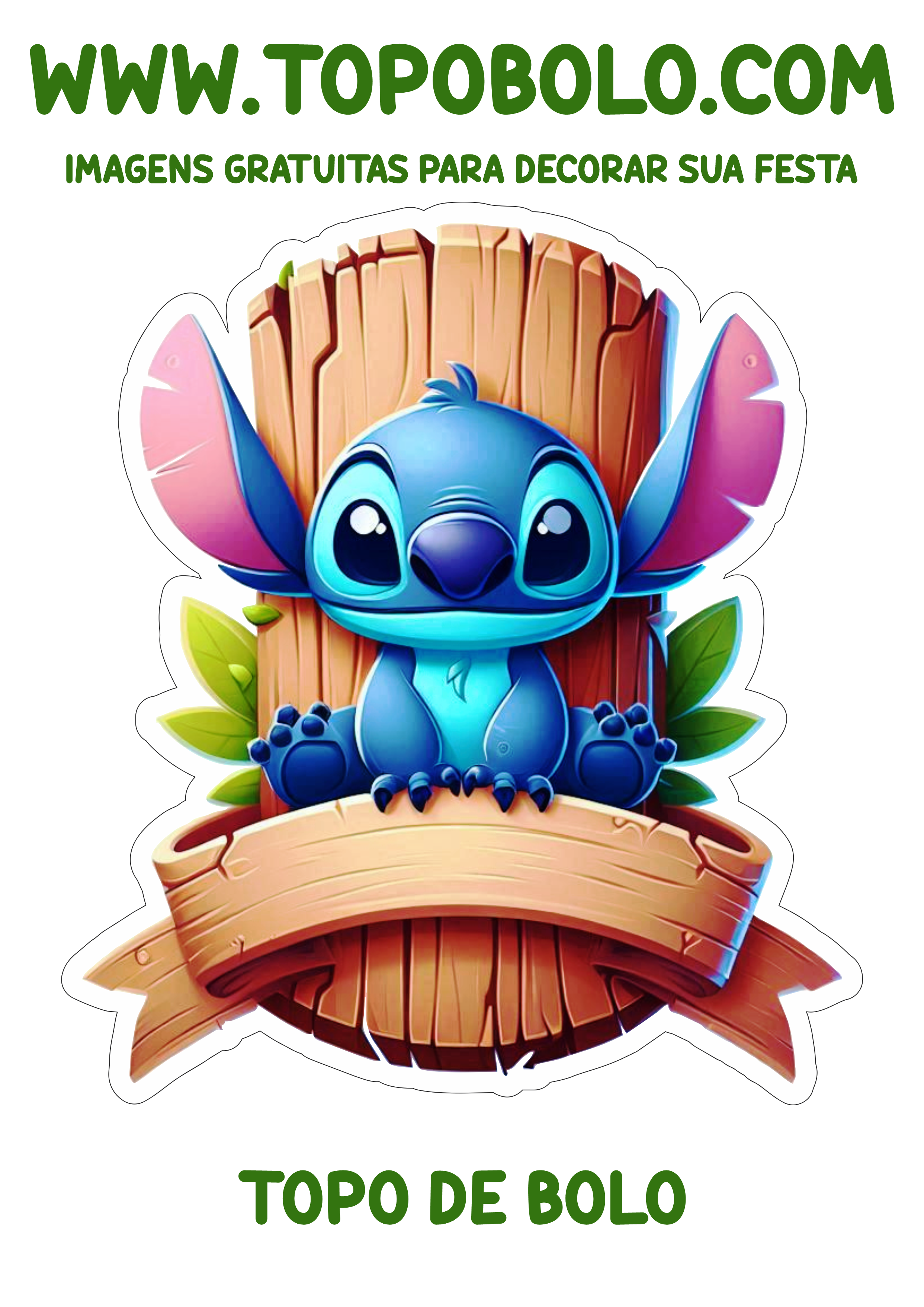 Topo de bolo desenho infantil Stitch fazendo a nossa festa png