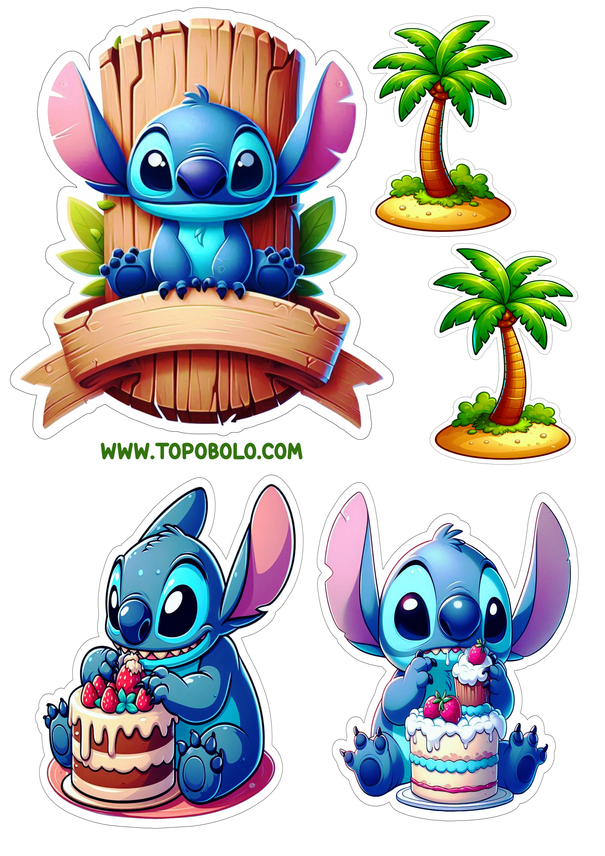 Topo de bolo desenho infantil Stitch fazendo a nossa festa topper cake png