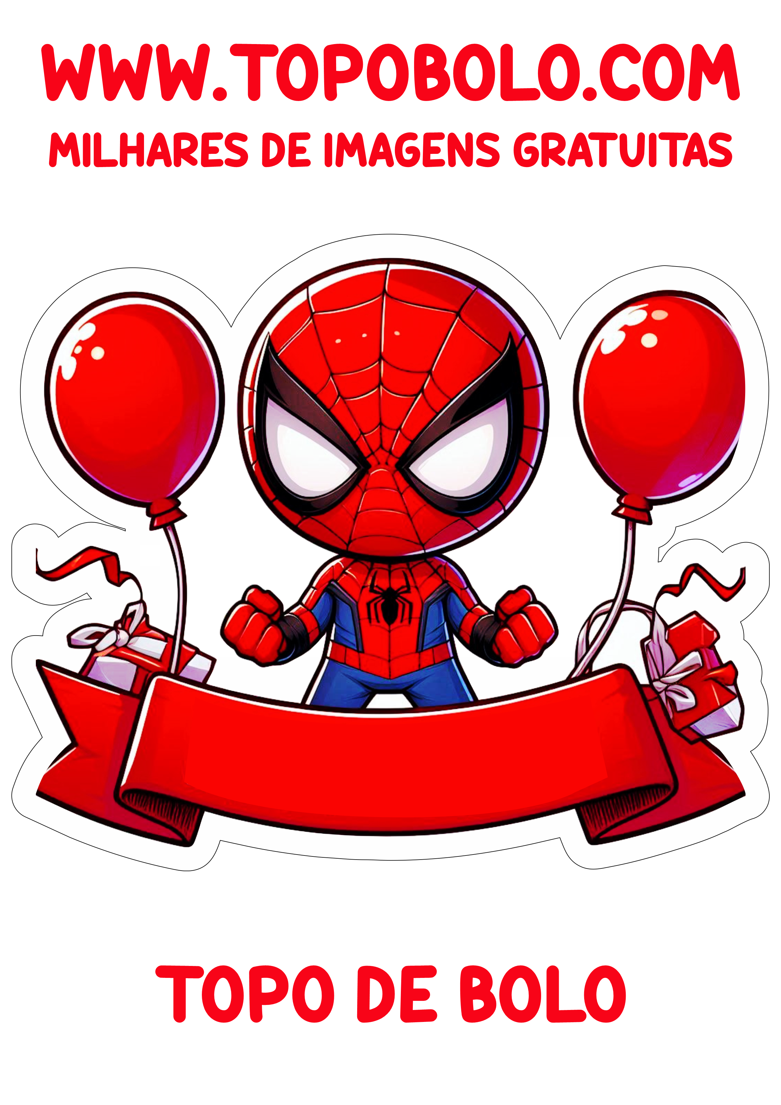 Homem-Aranha topo de bolo festa de aniversário infantil decoração papelaria criativa balões vermelhos png