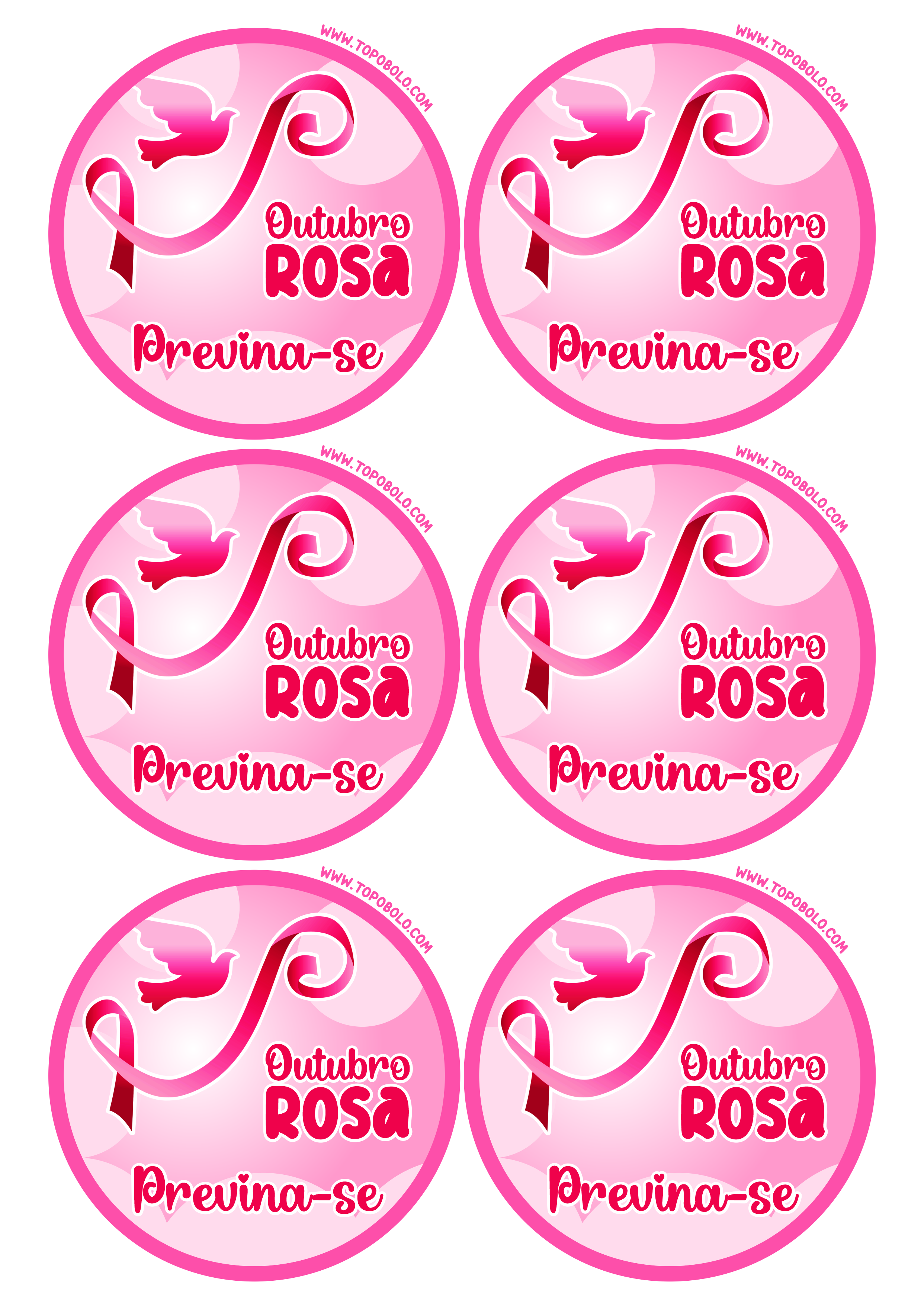 Outubro rosa campanha de conscientização saúde da mulher previna-se tag para imprimir e usar em decorações 6 imagens png