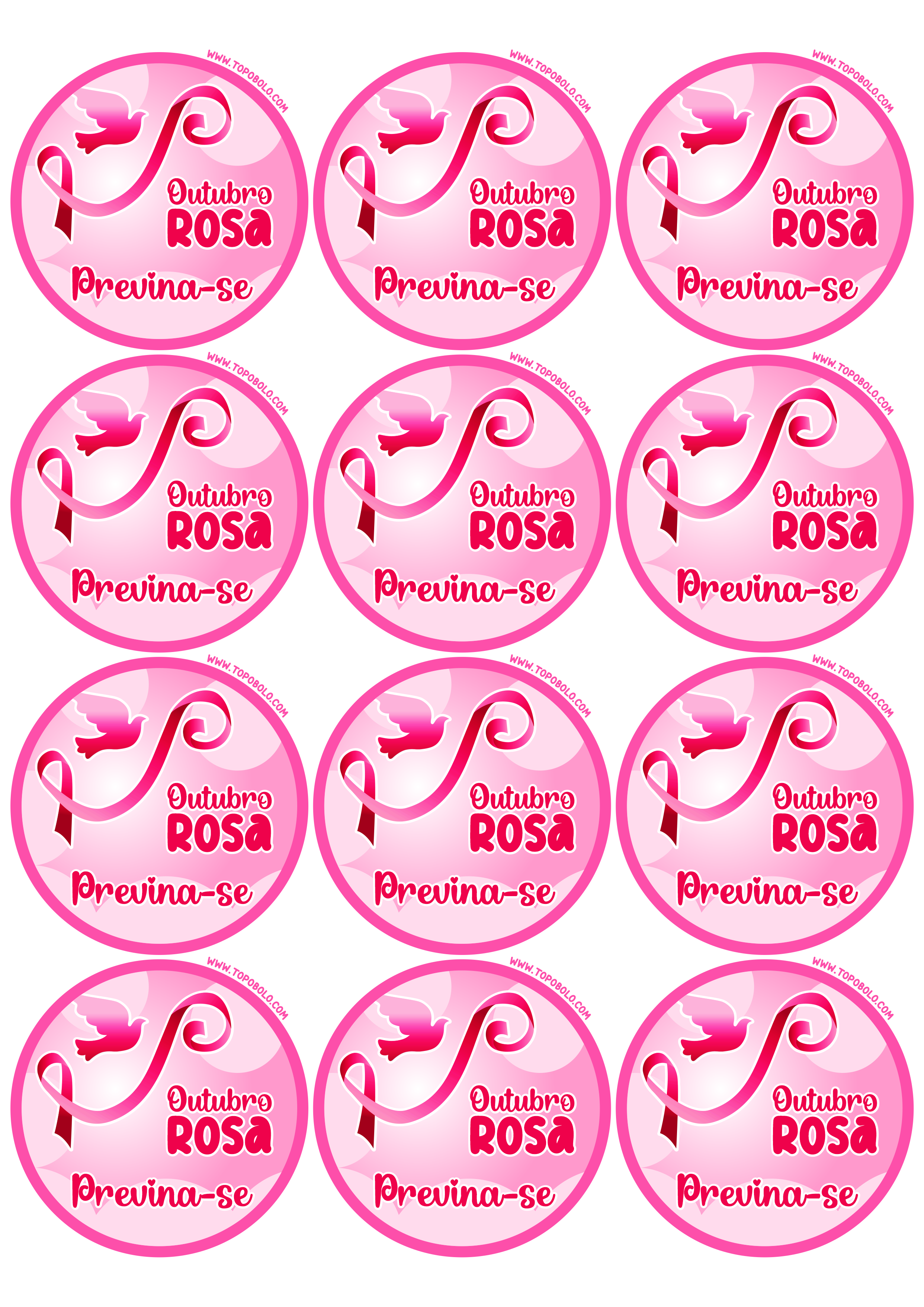 Outubro rosa campanha de conscientização saúde da mulher previna-se tag para imprimir e usar em decorações 12 imagens png