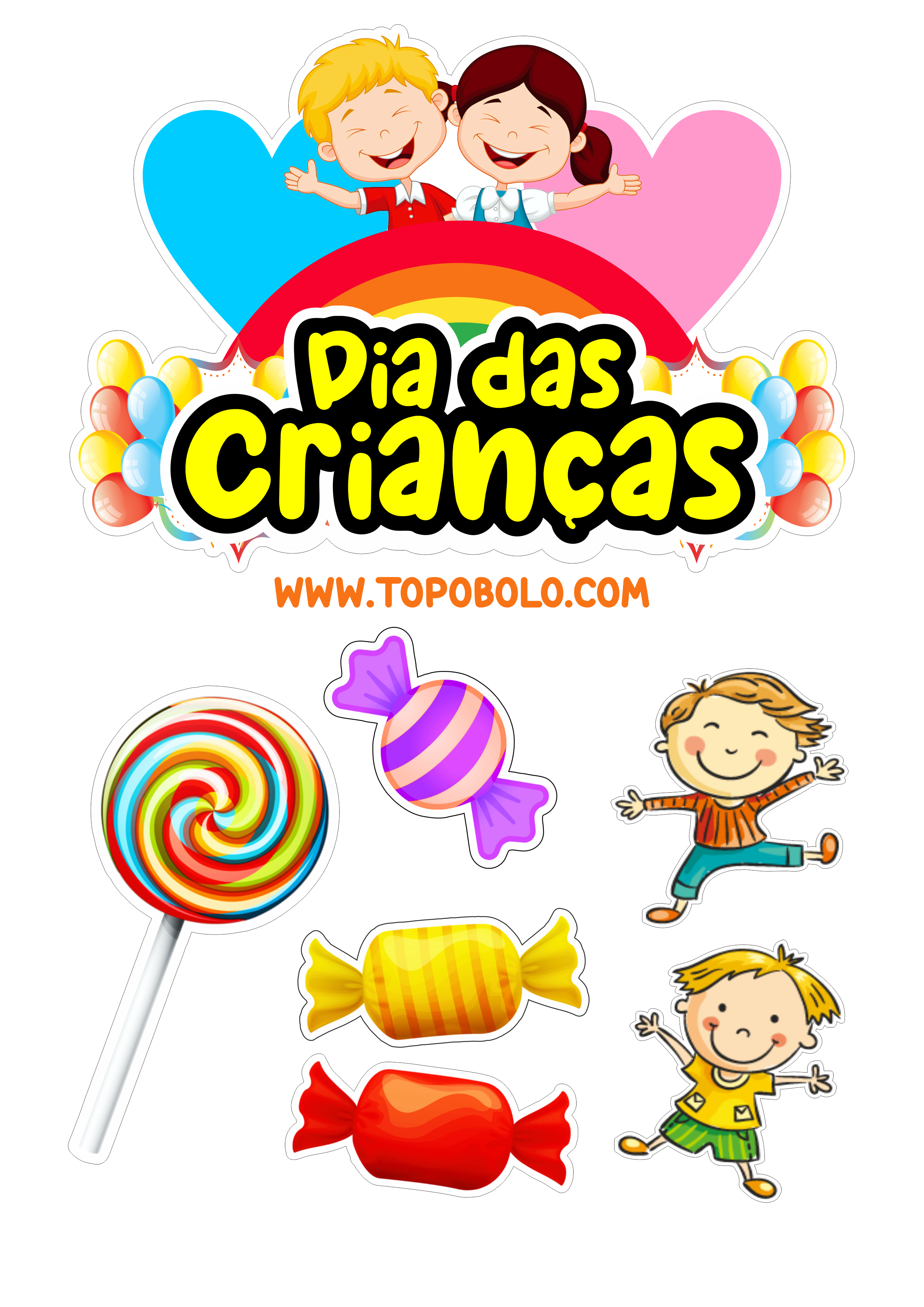 Dia das crianças topo de bolo para imprimir png minha festa personalizada artes para decoração artigos de papelaria topper cake