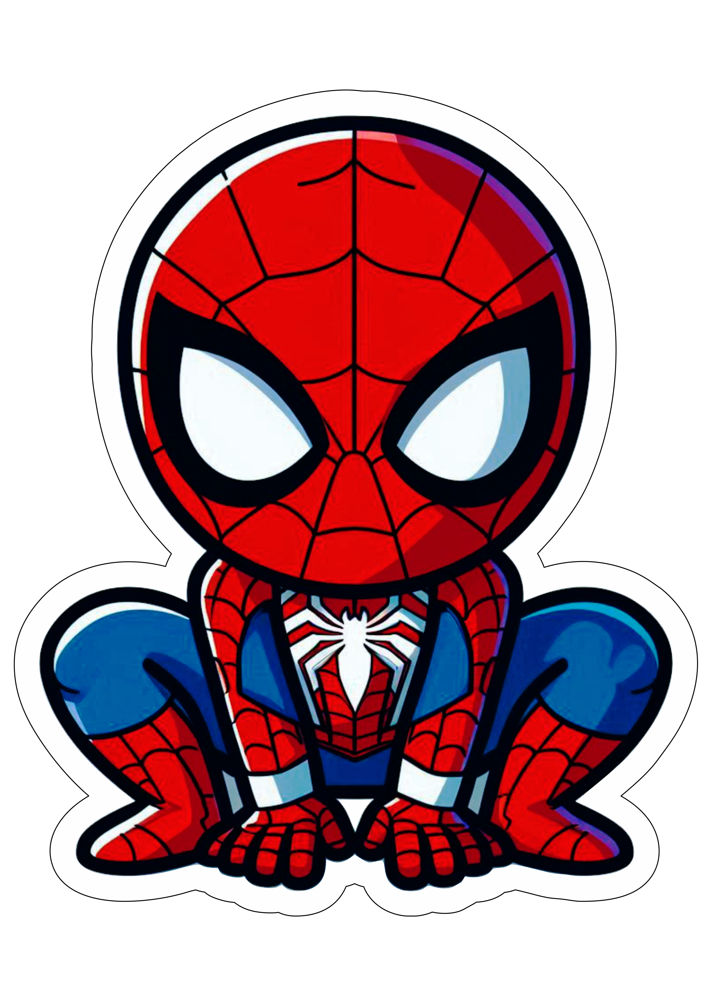 Homem-Aranha Spider-Man desenho simples cartoon imagem com contorno cute bonequinho engraçado fundo transparente png