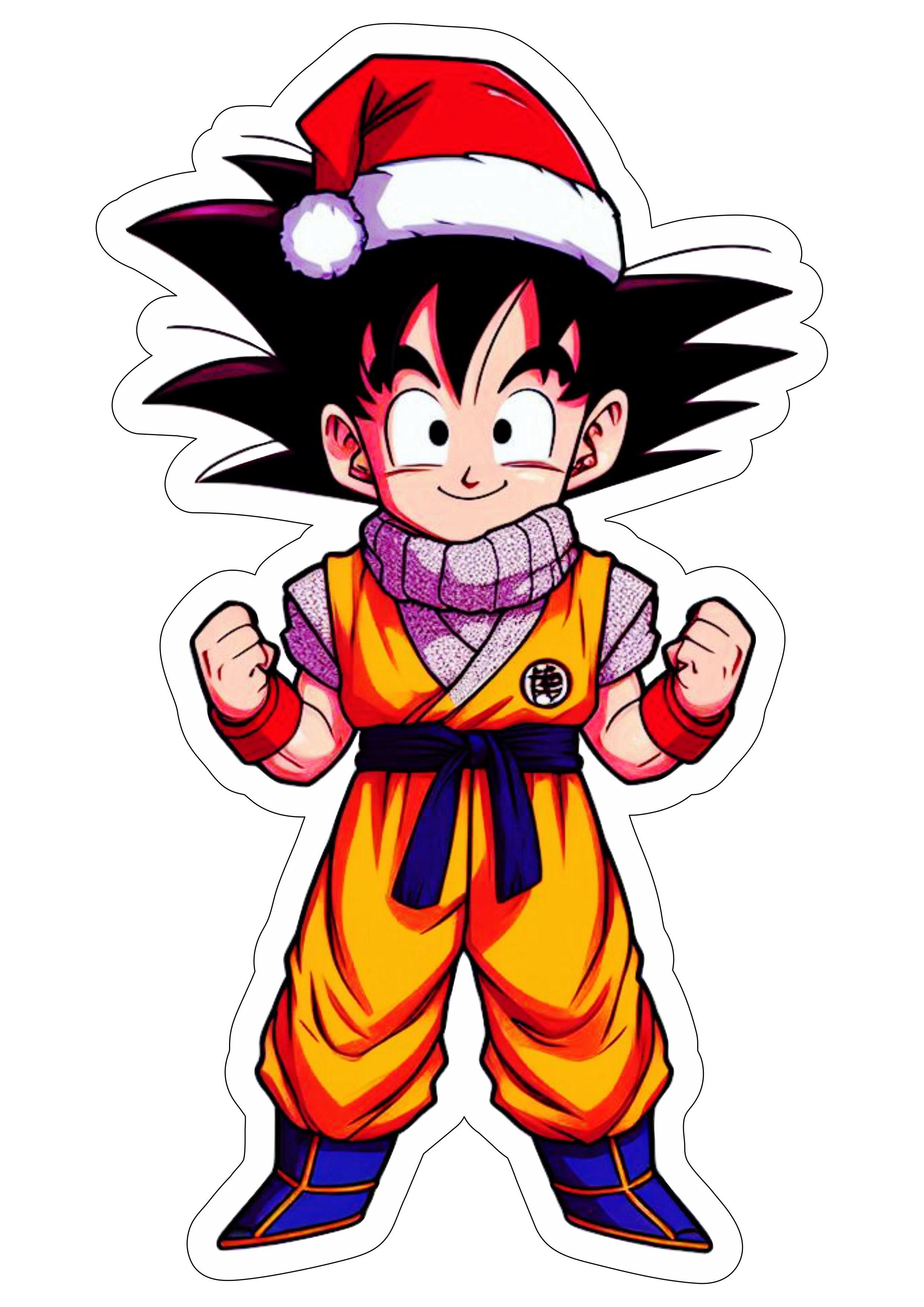 Imagens de natal Goku com gorro do papai noel Dragon Ball anime desenho simples png