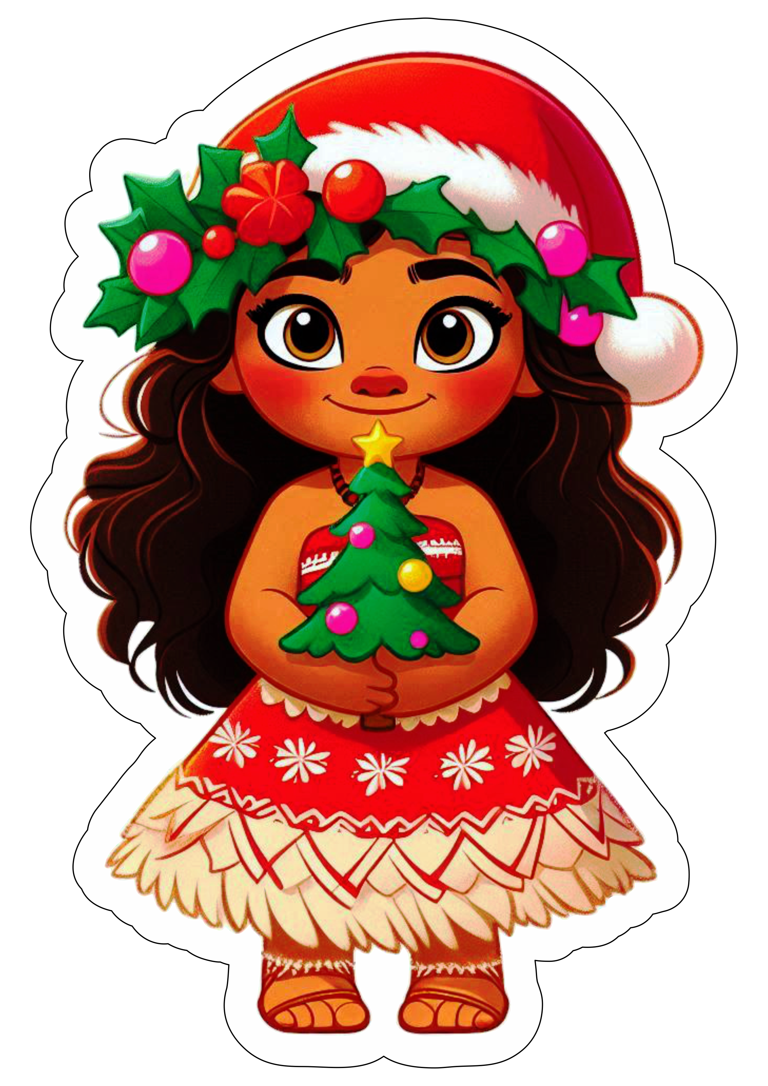 Imagens de natal Moana desenho infantil com contorno para recorte png