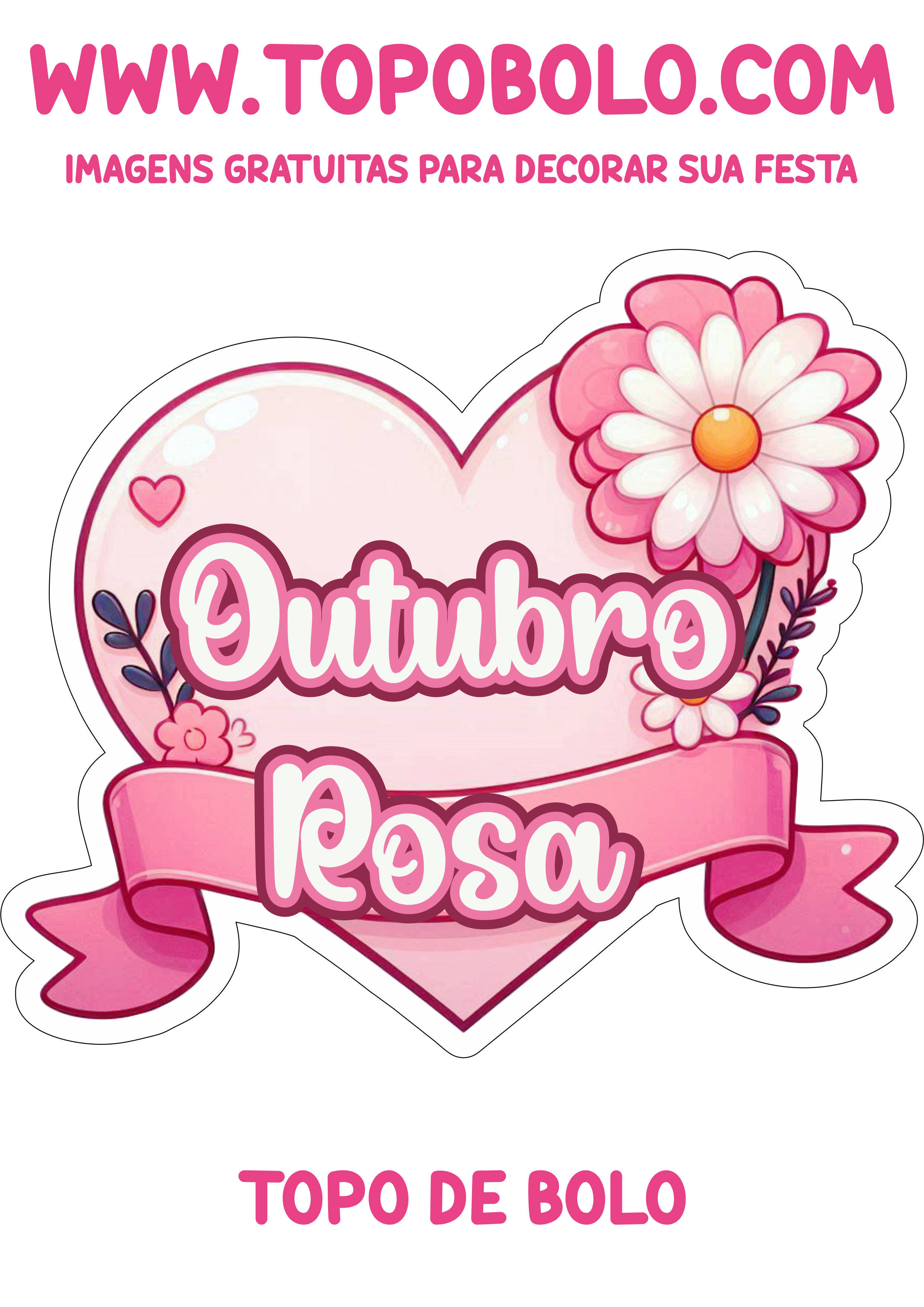 Topo de bolo outubro rosa campanha de conscientização saúde da mulher png