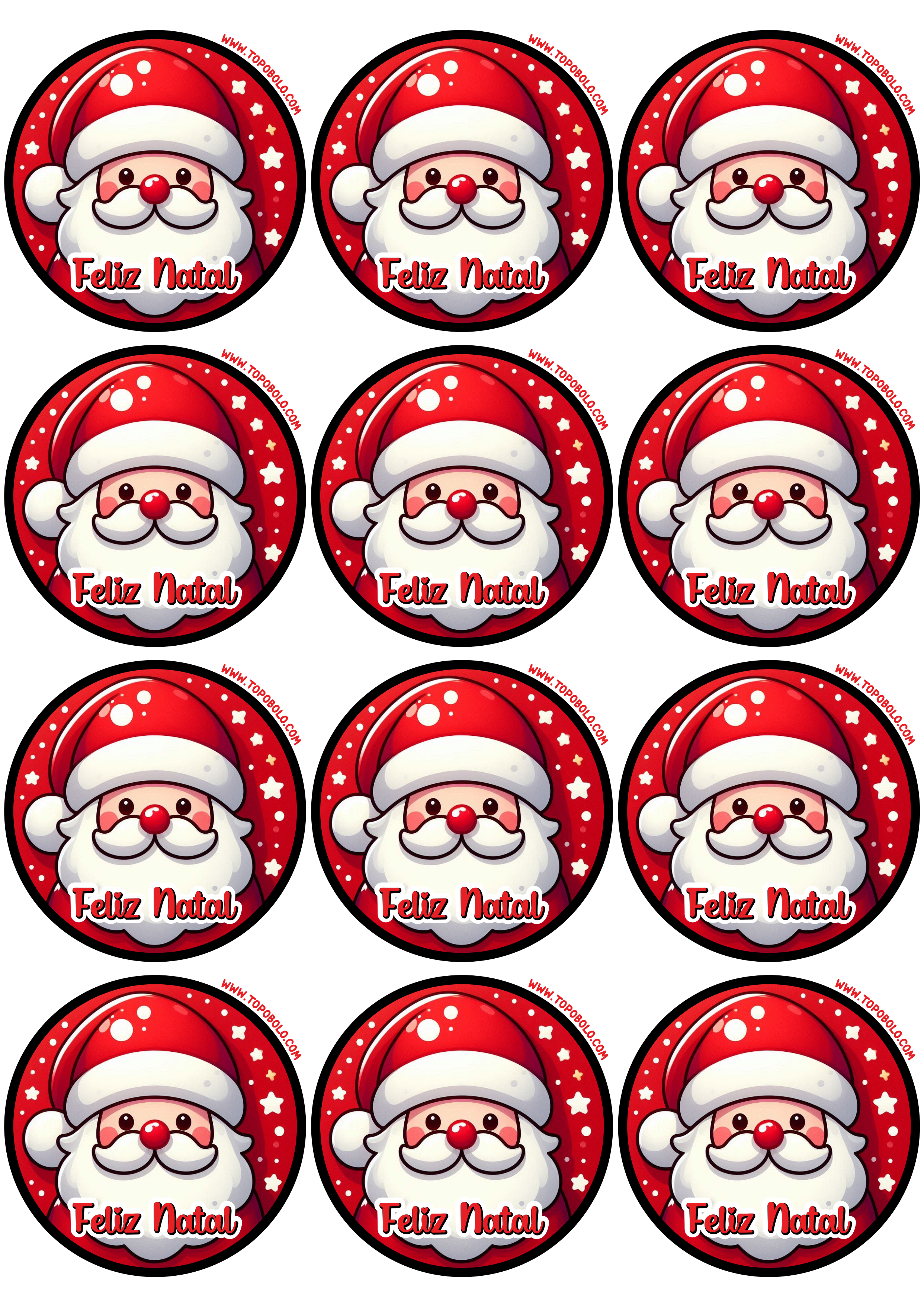 Adesivo redondo feliz natal papai noel tag sticker decoração para festinha papelaria criativa para imprimir grátis 12 imagens png