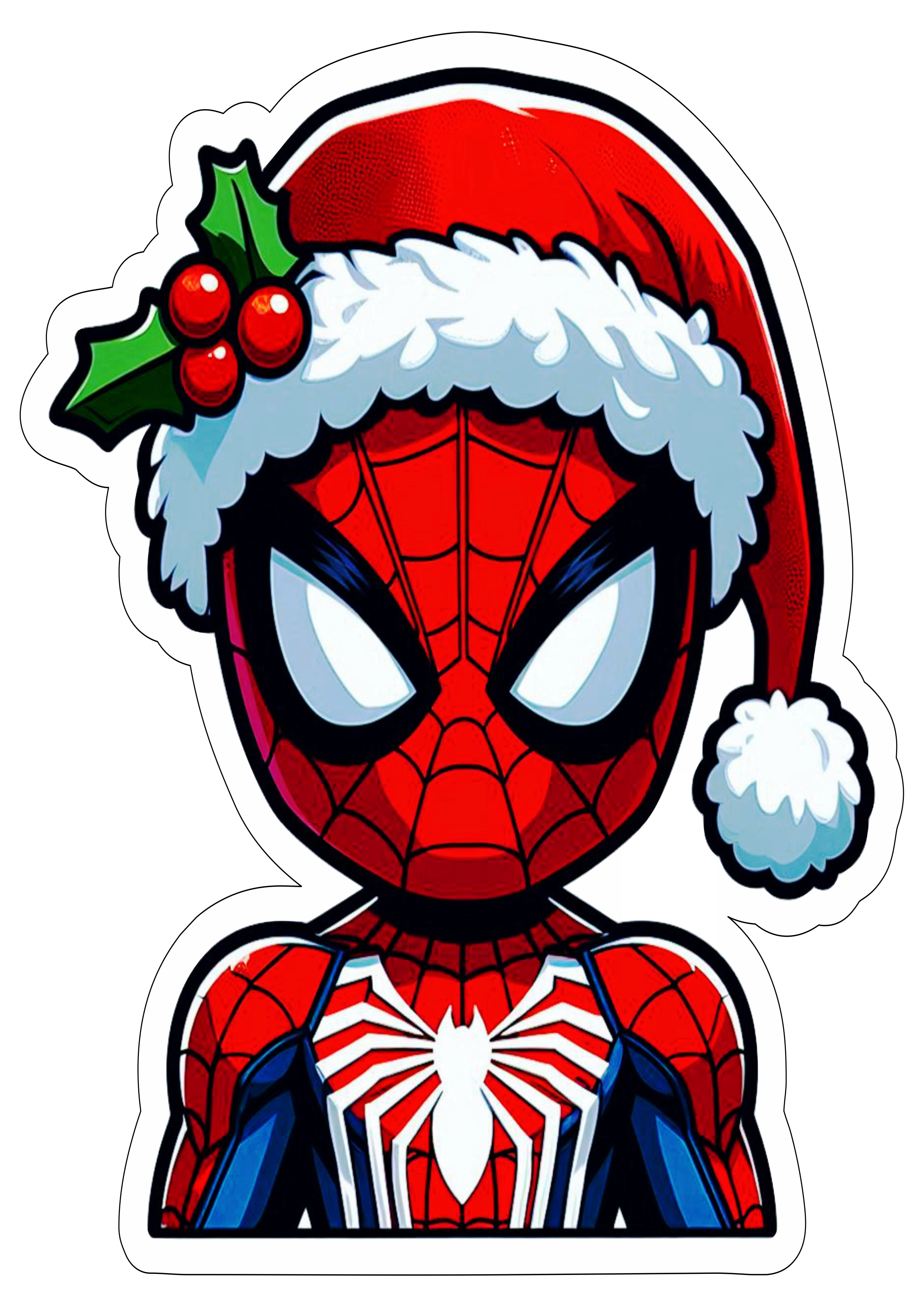 Desenho simples de natal Homem-Aranha spider-man gorro do papai noel marvel fundo transparente png