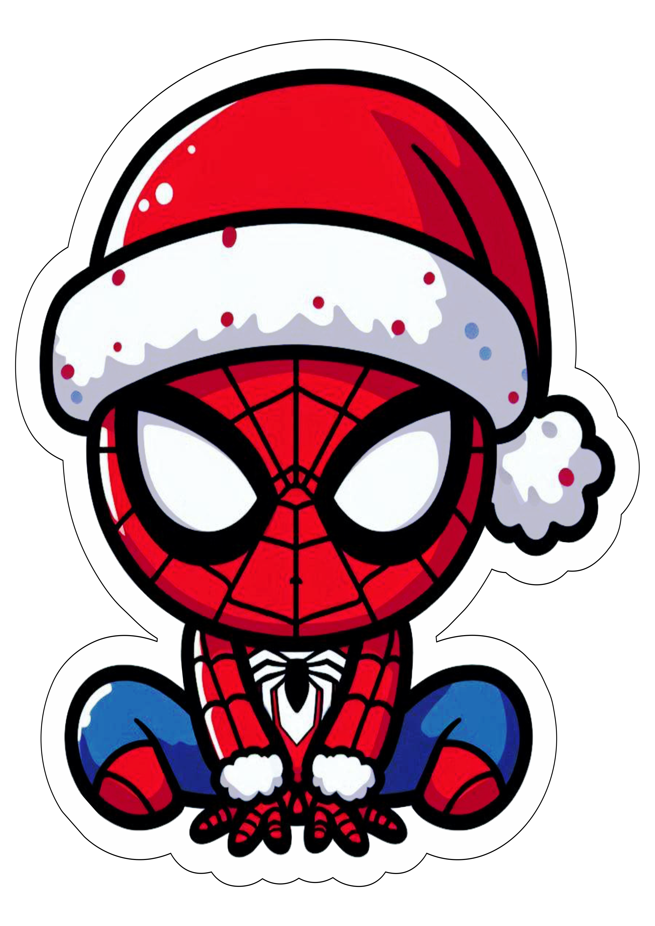 Desenho simples de natal Homem-Aranha spider-man gorro do papai noel marvel fundo transparente ilustração png