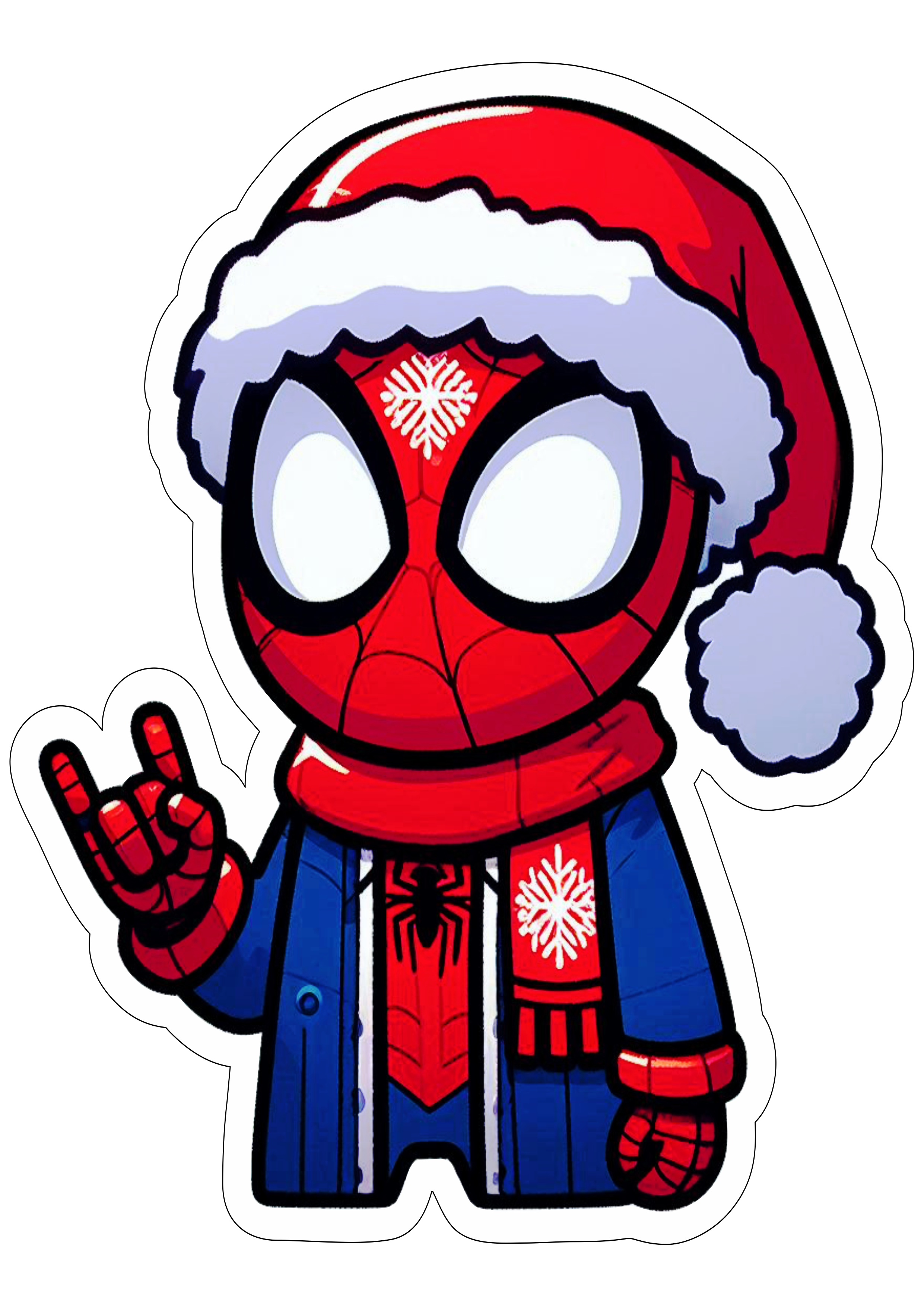 Desenho simples de natal Homem-Aranha spider-man gorro do papai noel marvel fundo transparente ilustração clipart png