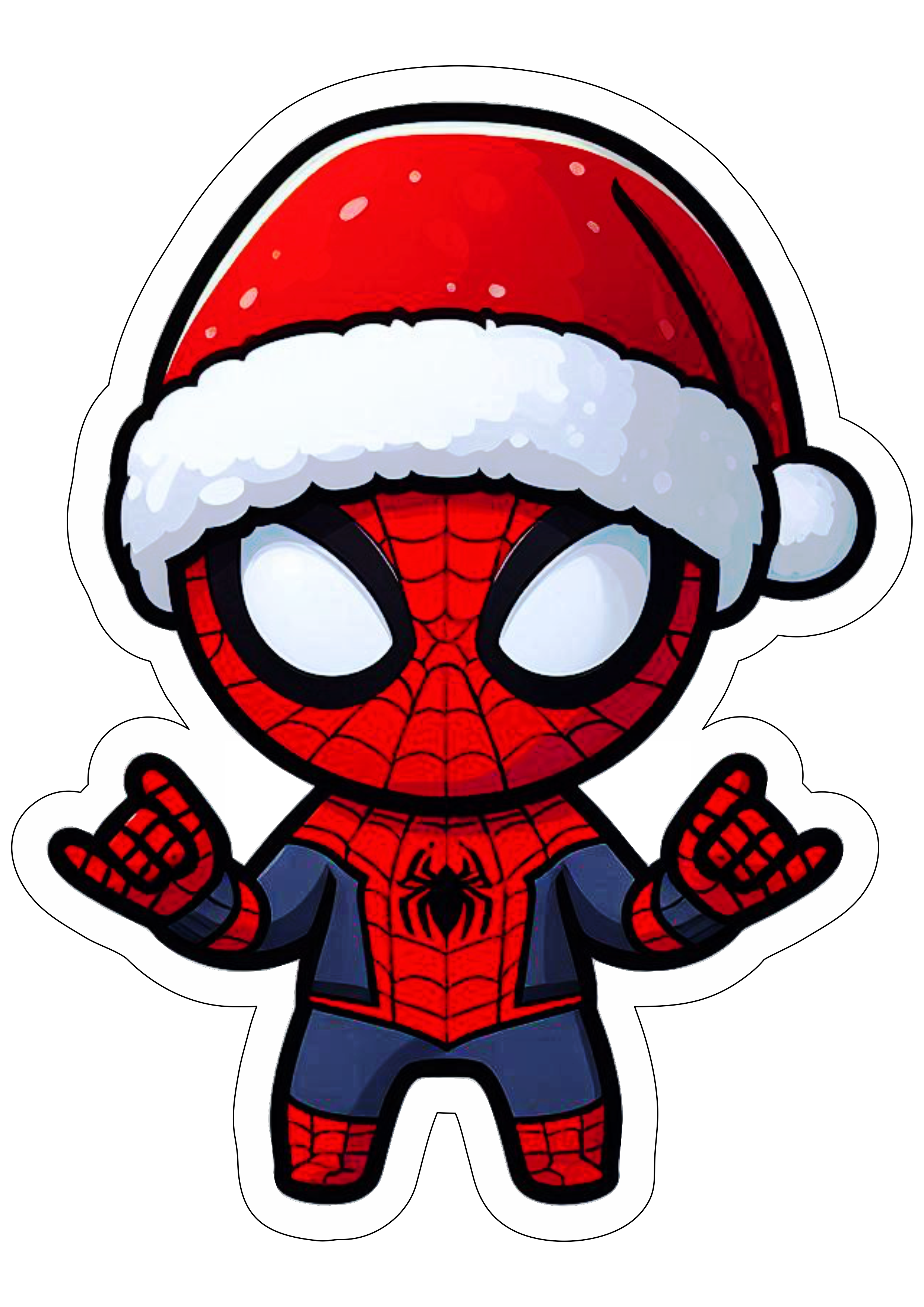 Desenho simples de natal Homem-Aranha spider-man gorro do papai noel marvel fundo transparente ilustração clipart vetor png