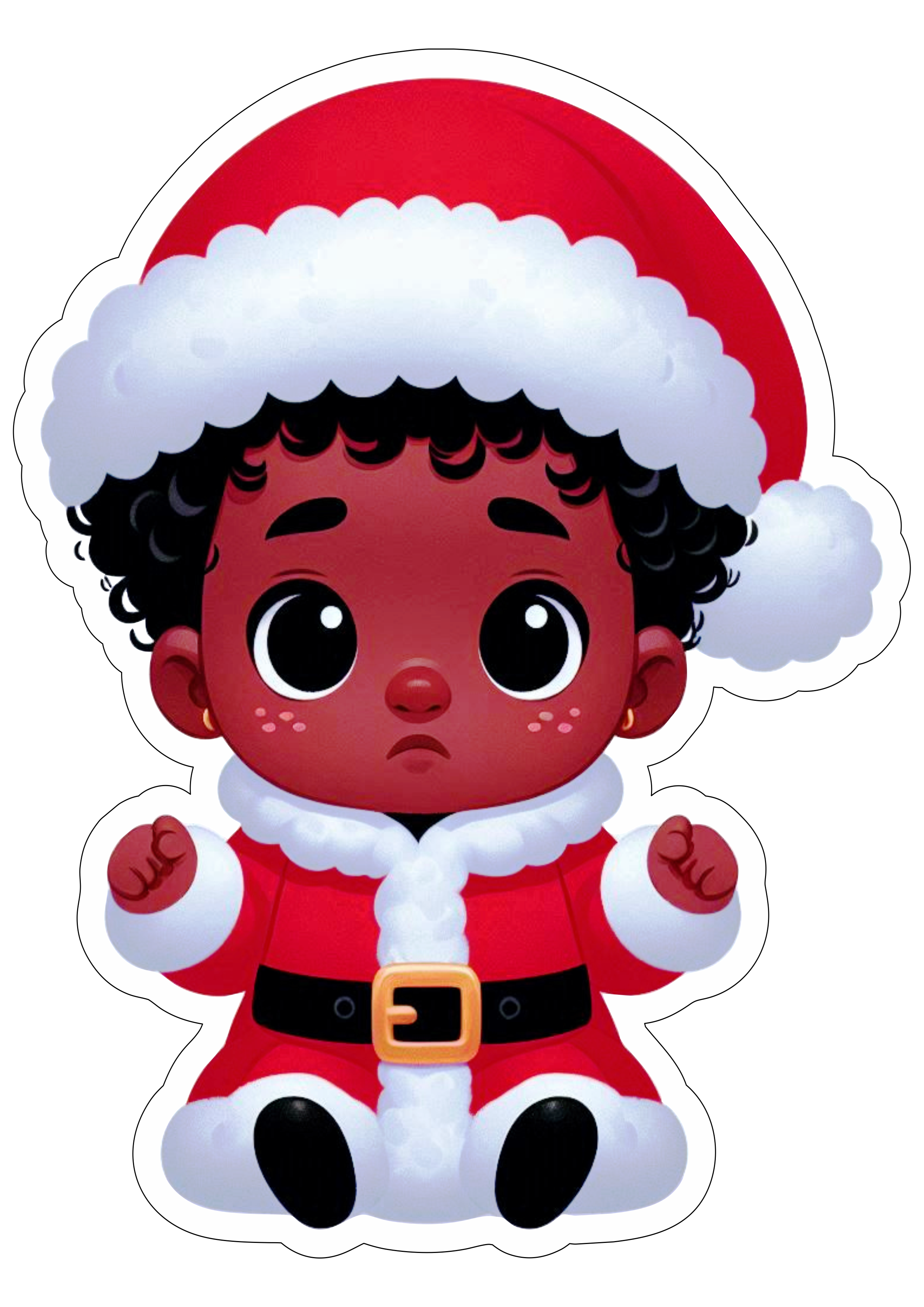 Menina com roupinha de natal negra moreninha desenho infantil simples para imprimir png