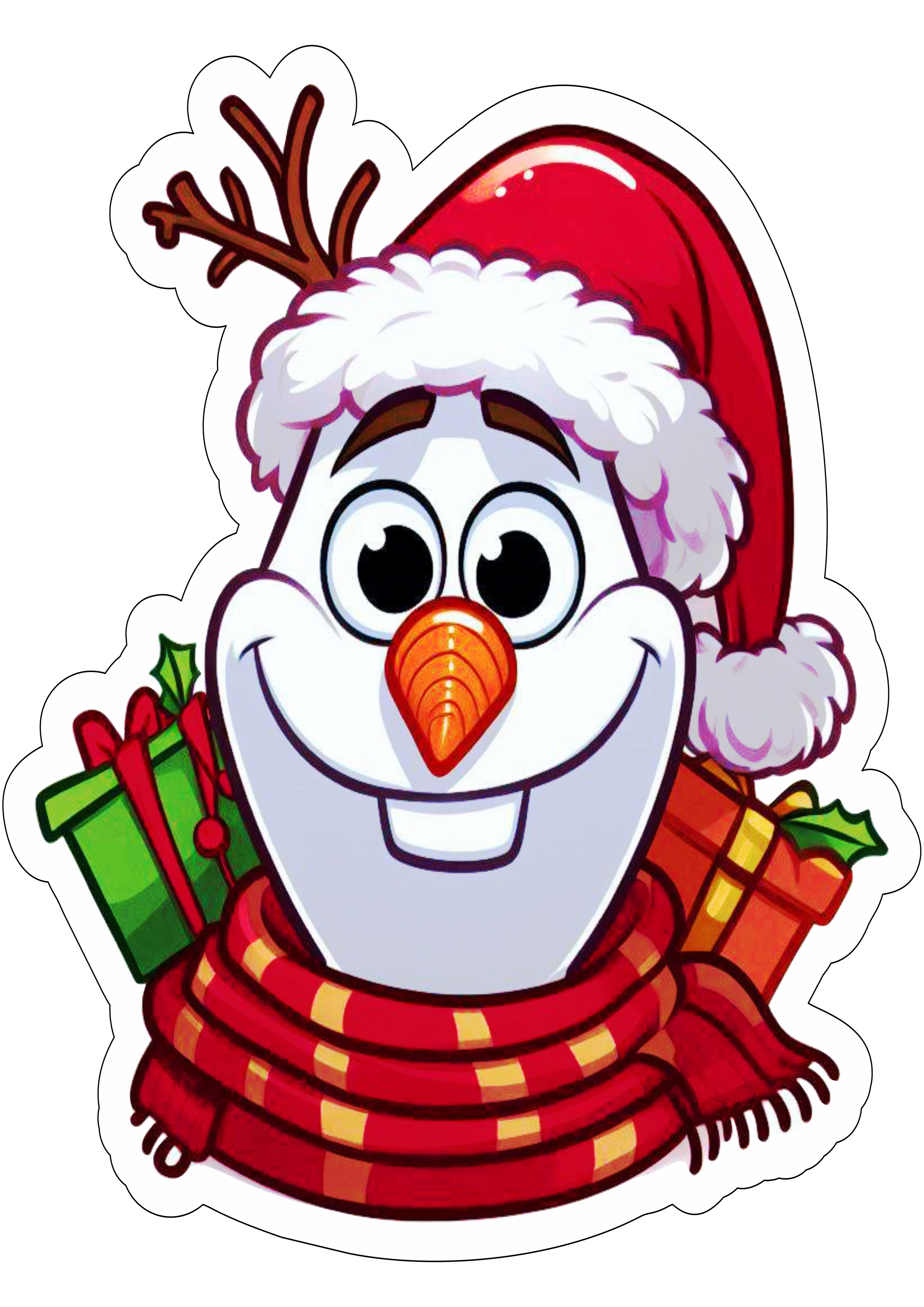 Boneco de neve Olaf imagens de natal Frozen desenho fofinho para imprimir sticker fundo transparente ilustração vetor png