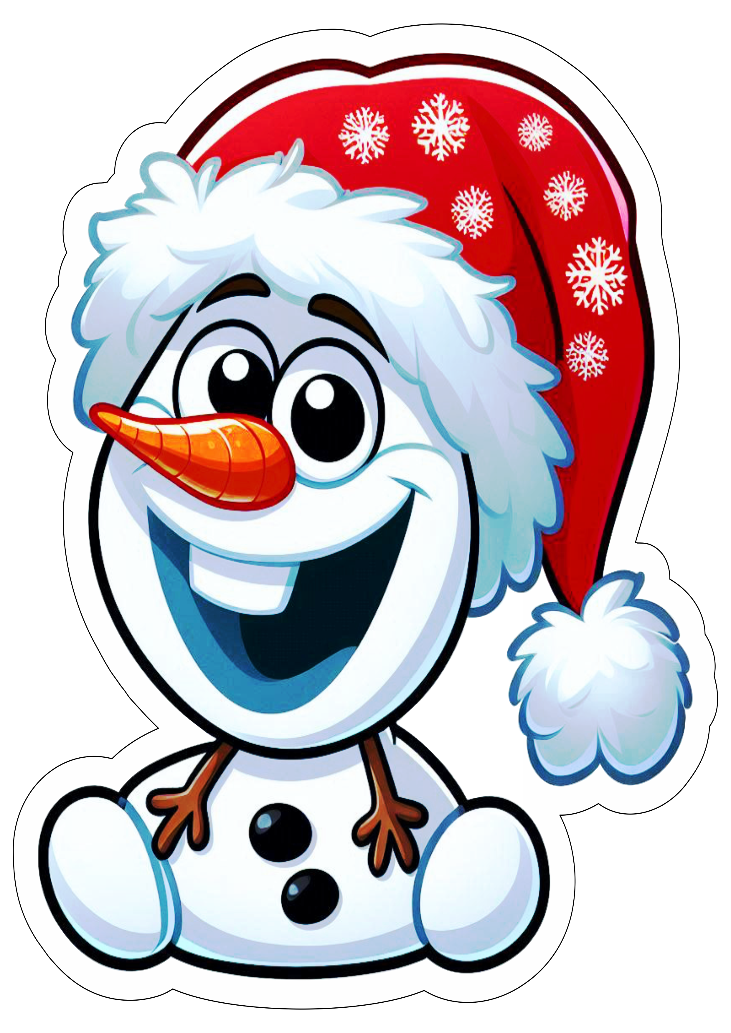 Boneco de neve Olaf imagens de natal Frozen desenho fofinho para imprimir sticker fundo transparente ilustração vetor clipart png