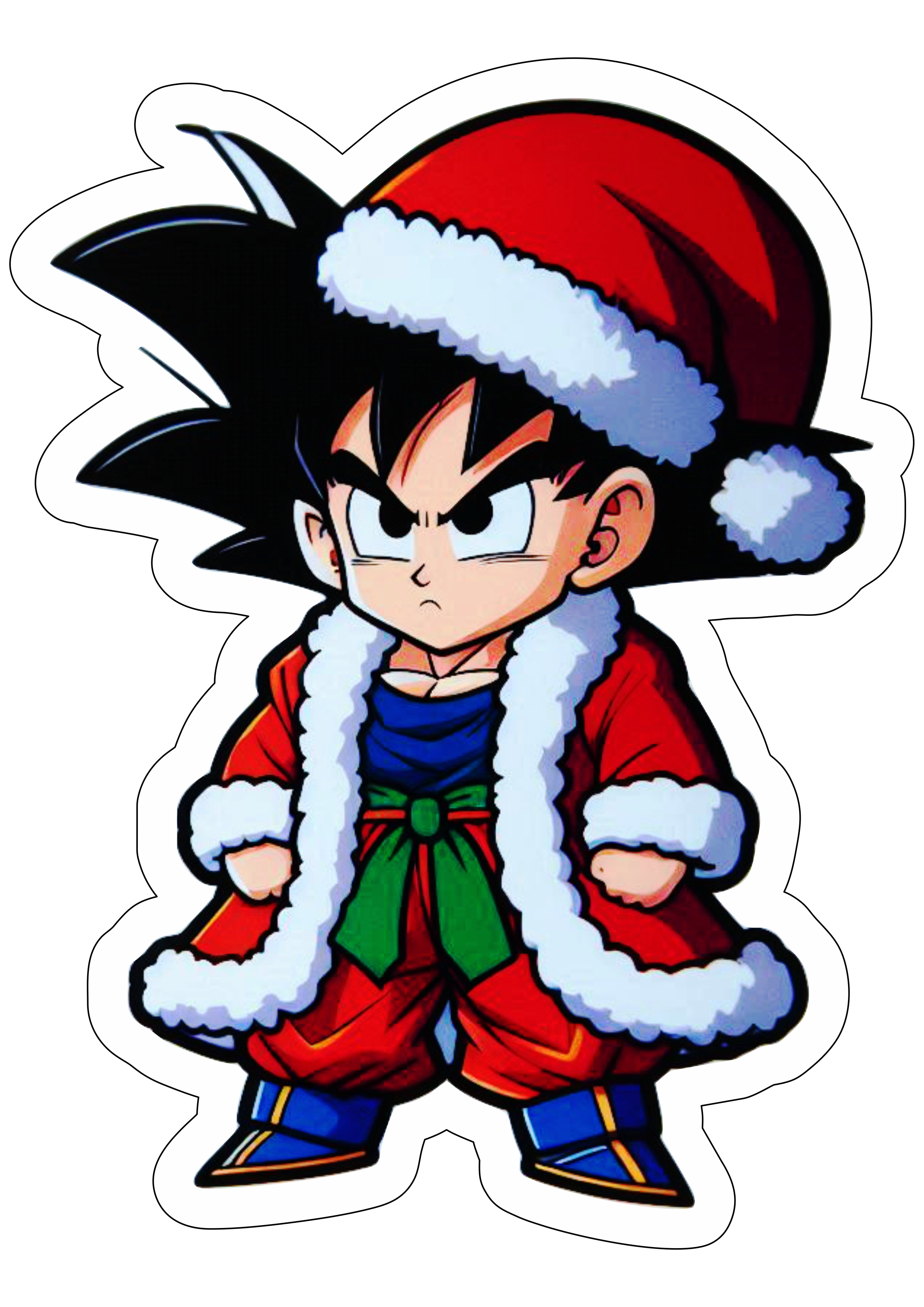 Imagens de natal Goku com gorro do papai noel Dragon Ball anime desenho simples fundo transparente ilustração vetor png