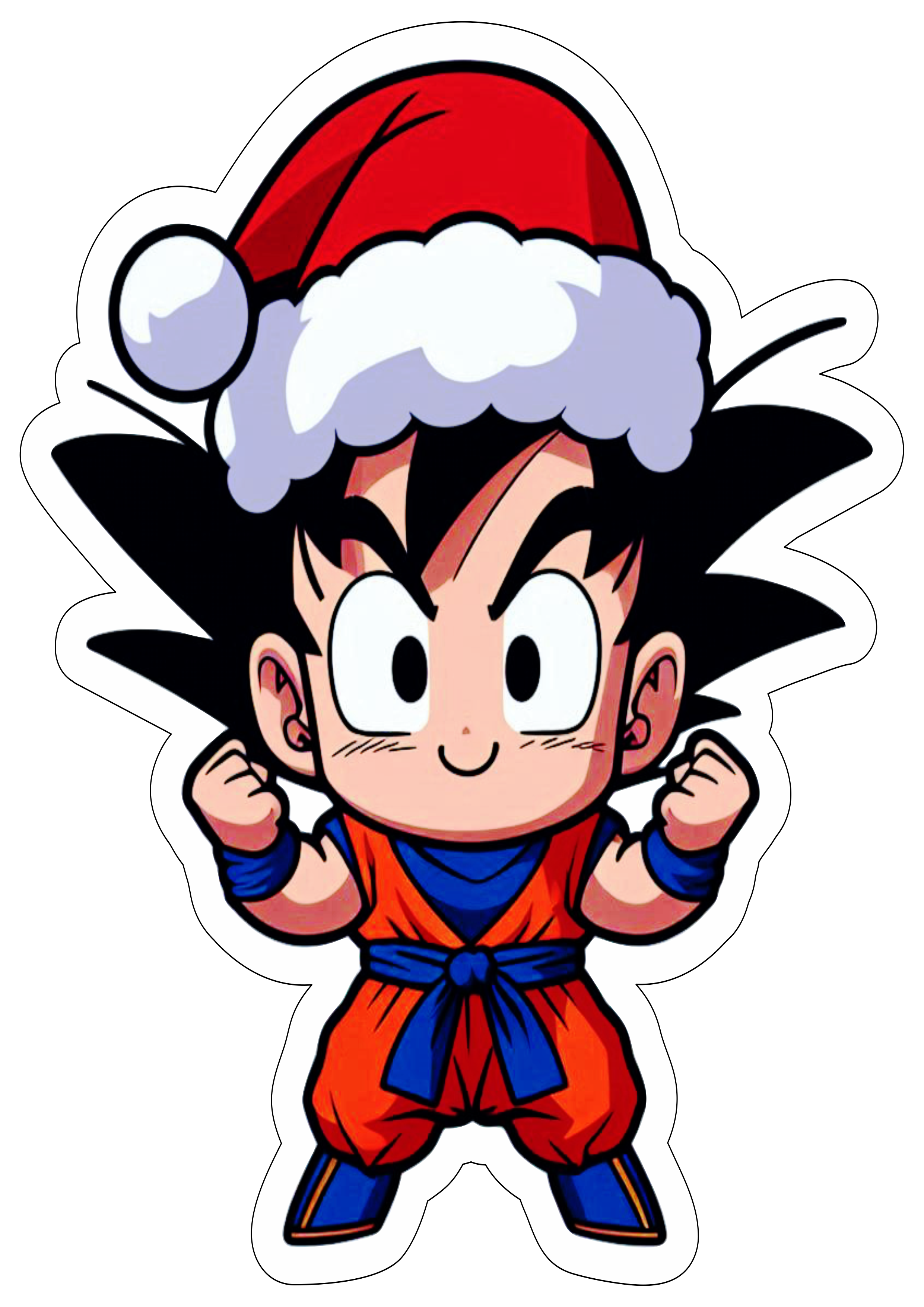 Imagens de natal Goku com gorro do papai noel Dragon Ball anime desenho simples fundo transparente ilustração vetor clipart png