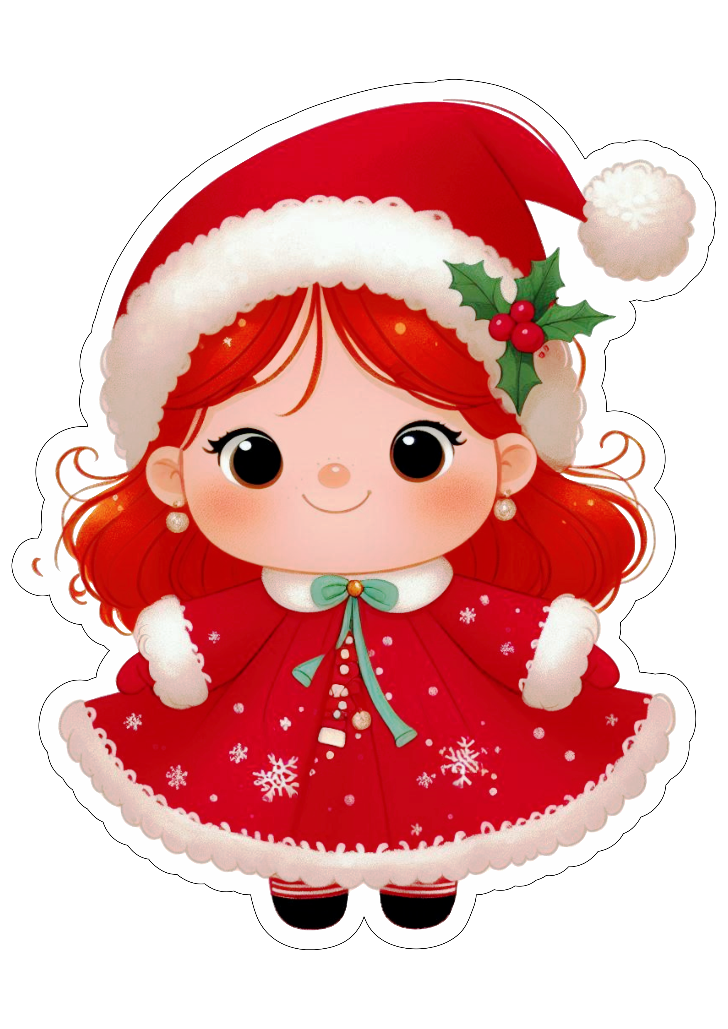 Imagens de natal menina ruiva bebê desenho infantil simples gorro do papai noel free download png