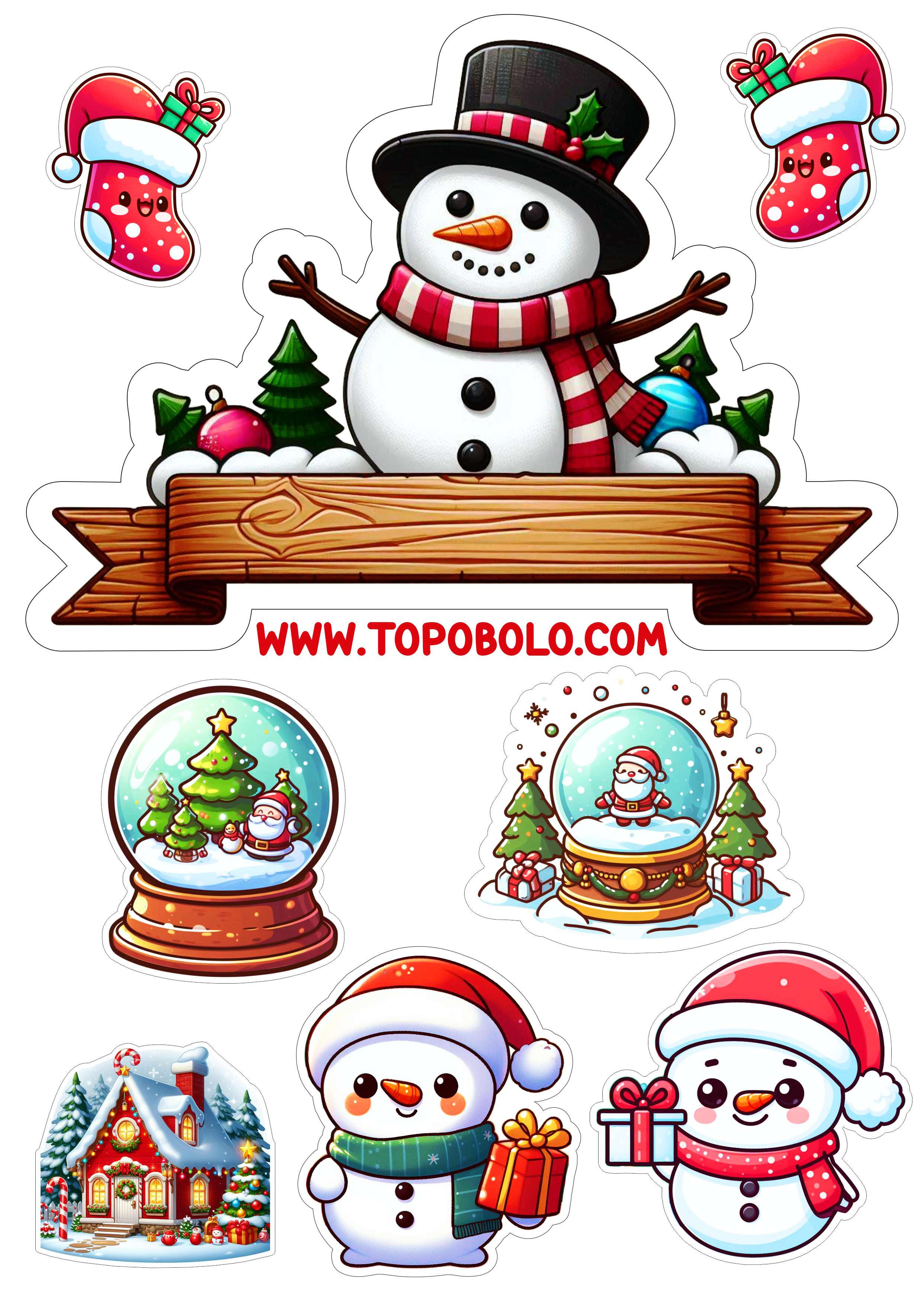 Decoração de natal topo de bolo boneco de neve papelaria criativa png