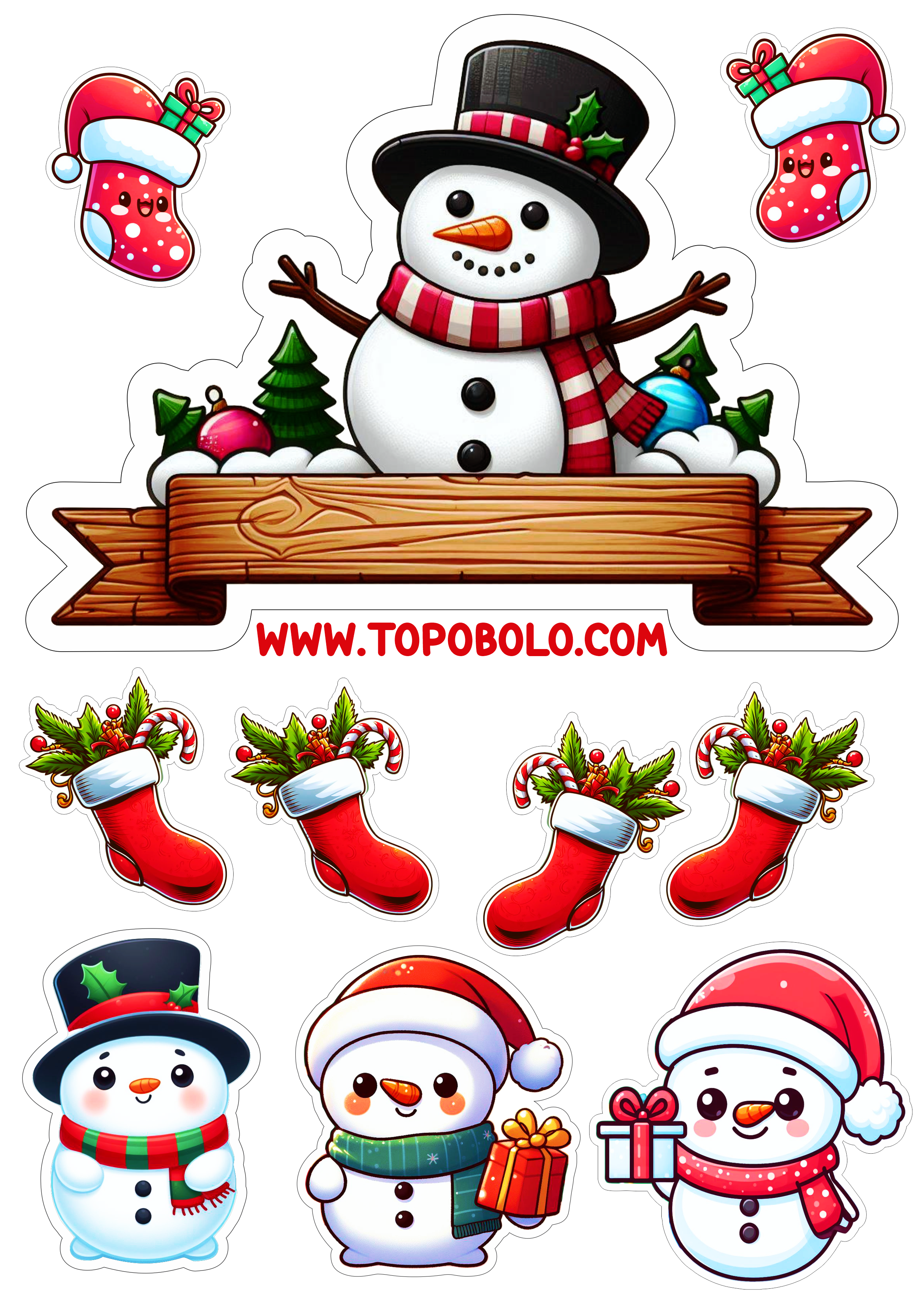 Decoração de natal topo de bolo boneco de neve papelaria criativa colagem png