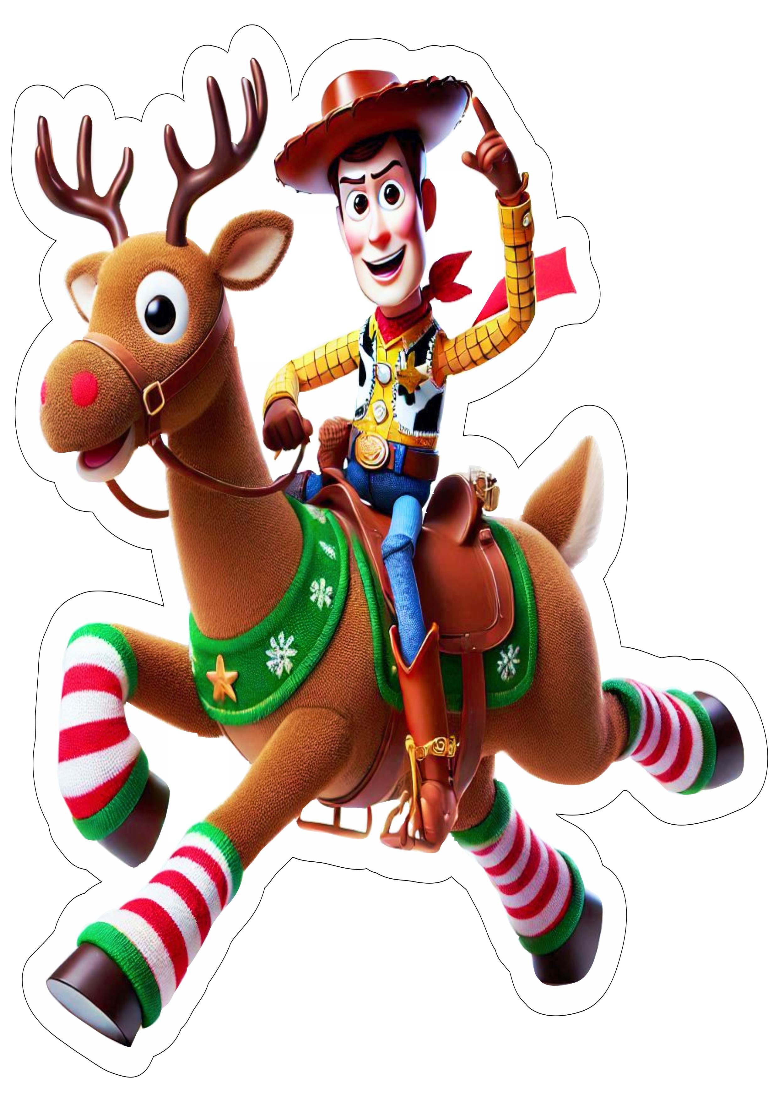 Toy story especial de natal desenho infantil xerife woody montado em uma rena png