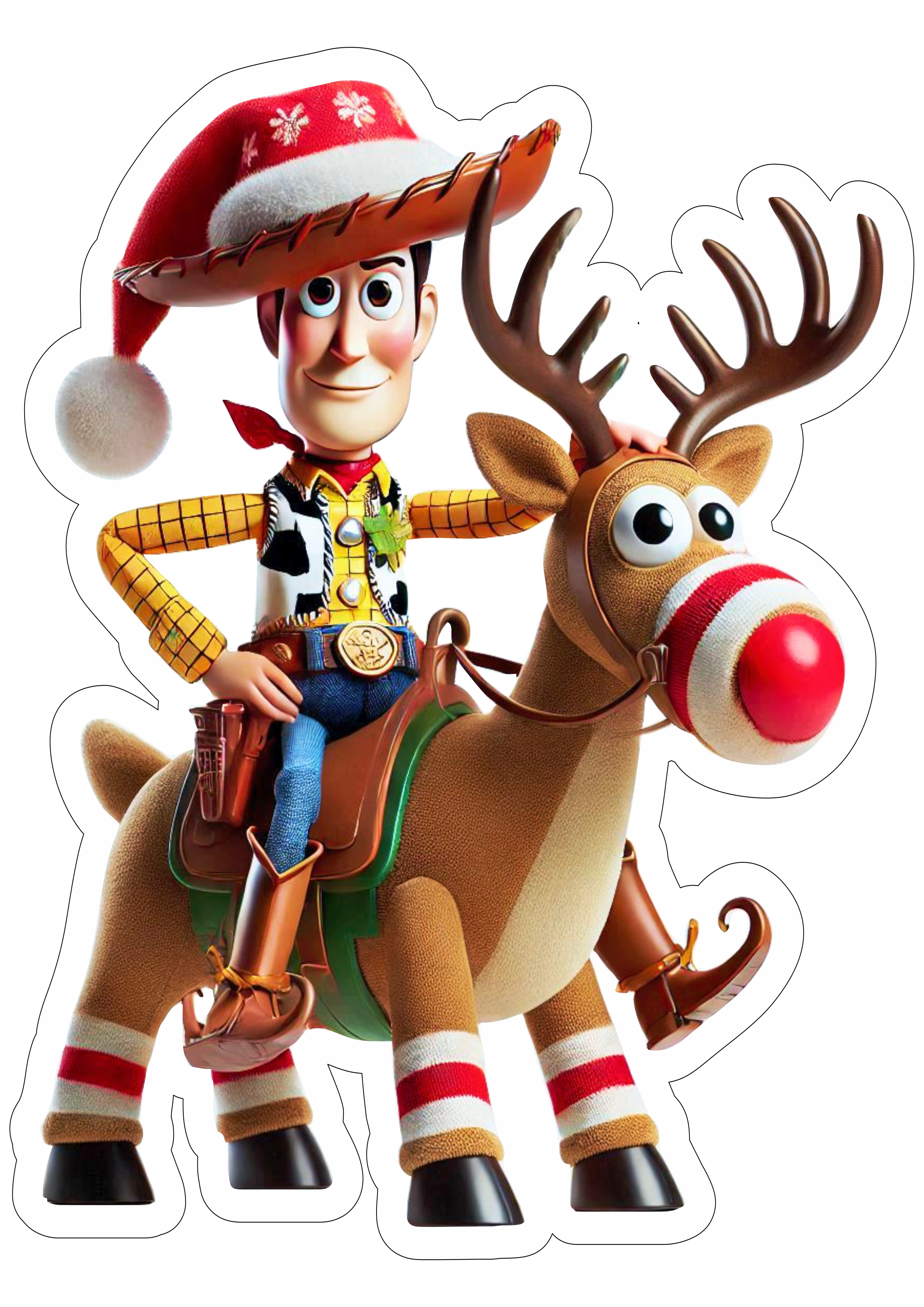 Toy story especial de natal desenho infantil xerife woody montado em uma rena animação simples png