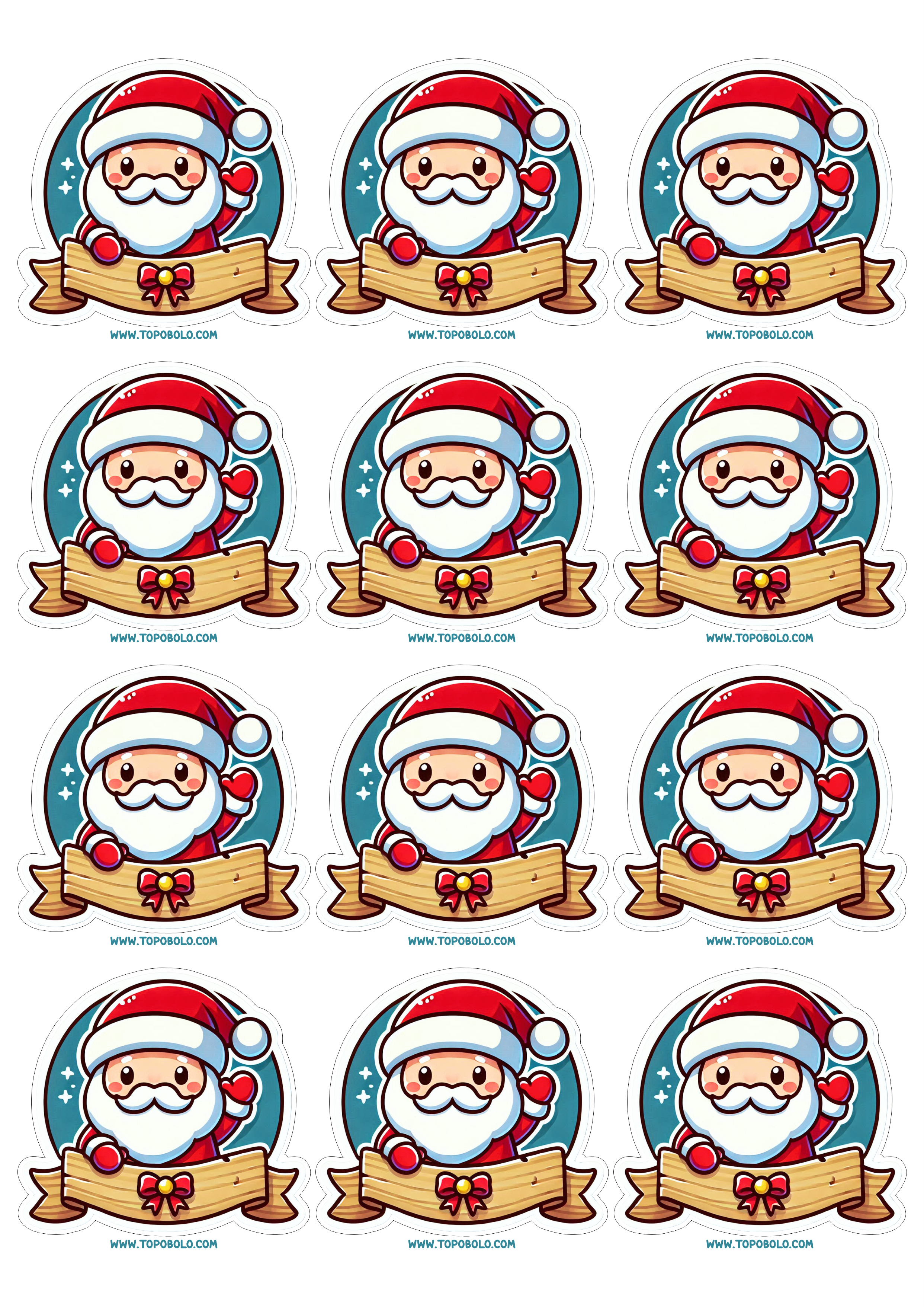 Papai Noel adesivo de natal para decoração de festas imagem com contorno para recortes artes gráficas prontas 12 imagens png