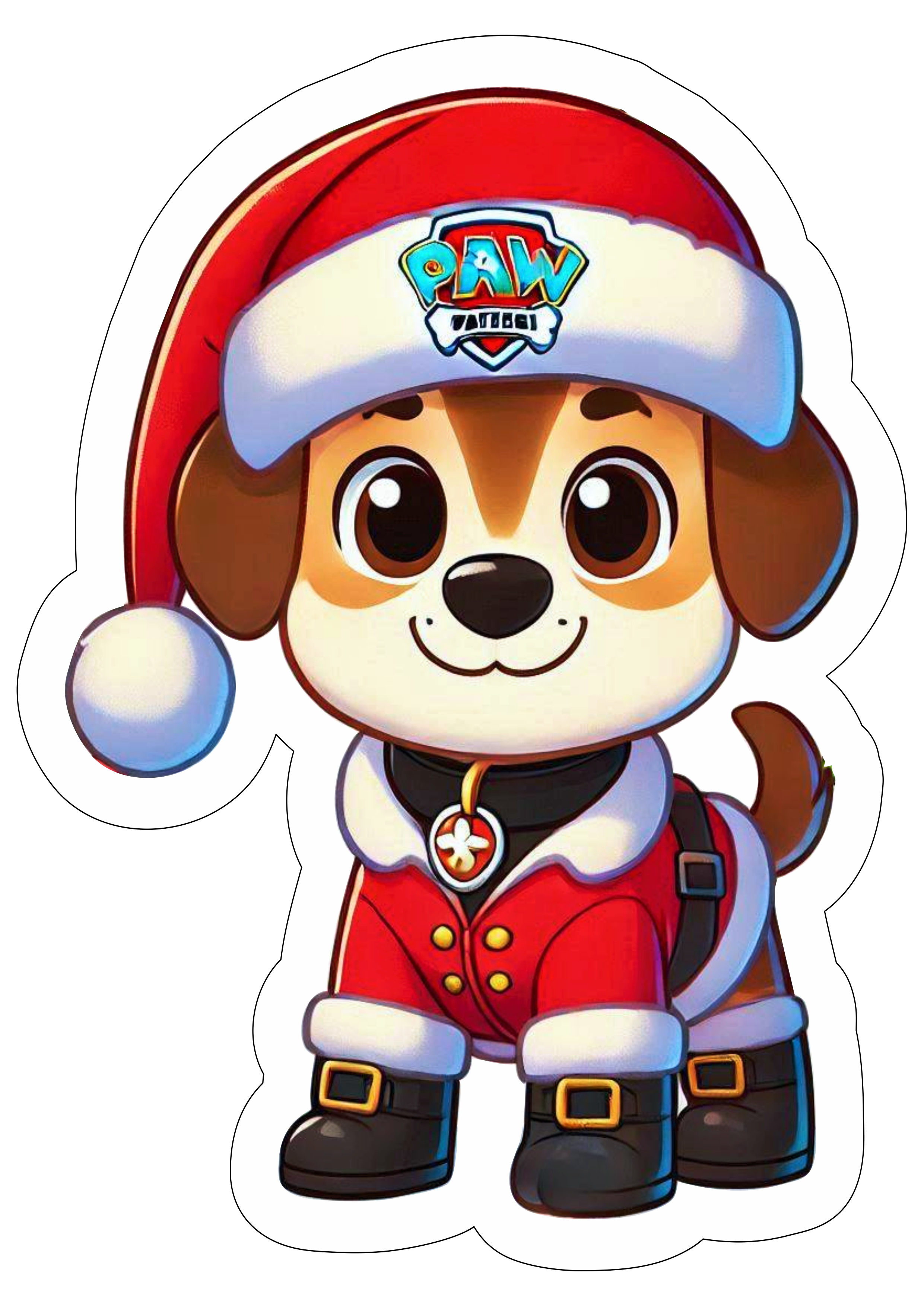 Patrulha canina especial de natal cachorrinhos imagem com fundo transparente desenho simples gorro do papai noel ilustração png