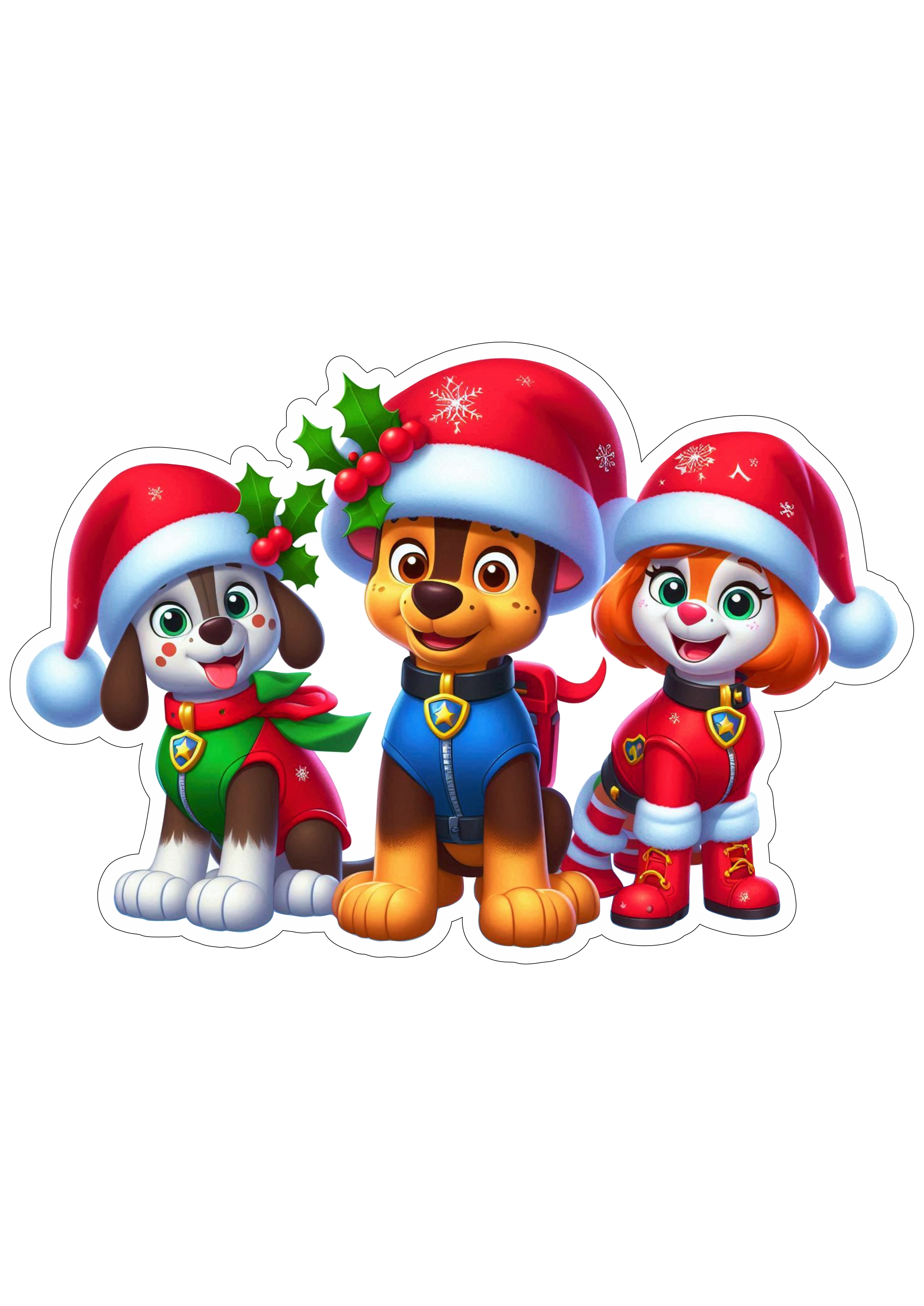 Patrulha canina especial de natal cachorrinhos imagem com fundo transparente desenho simples gorro do papai noel vetor png