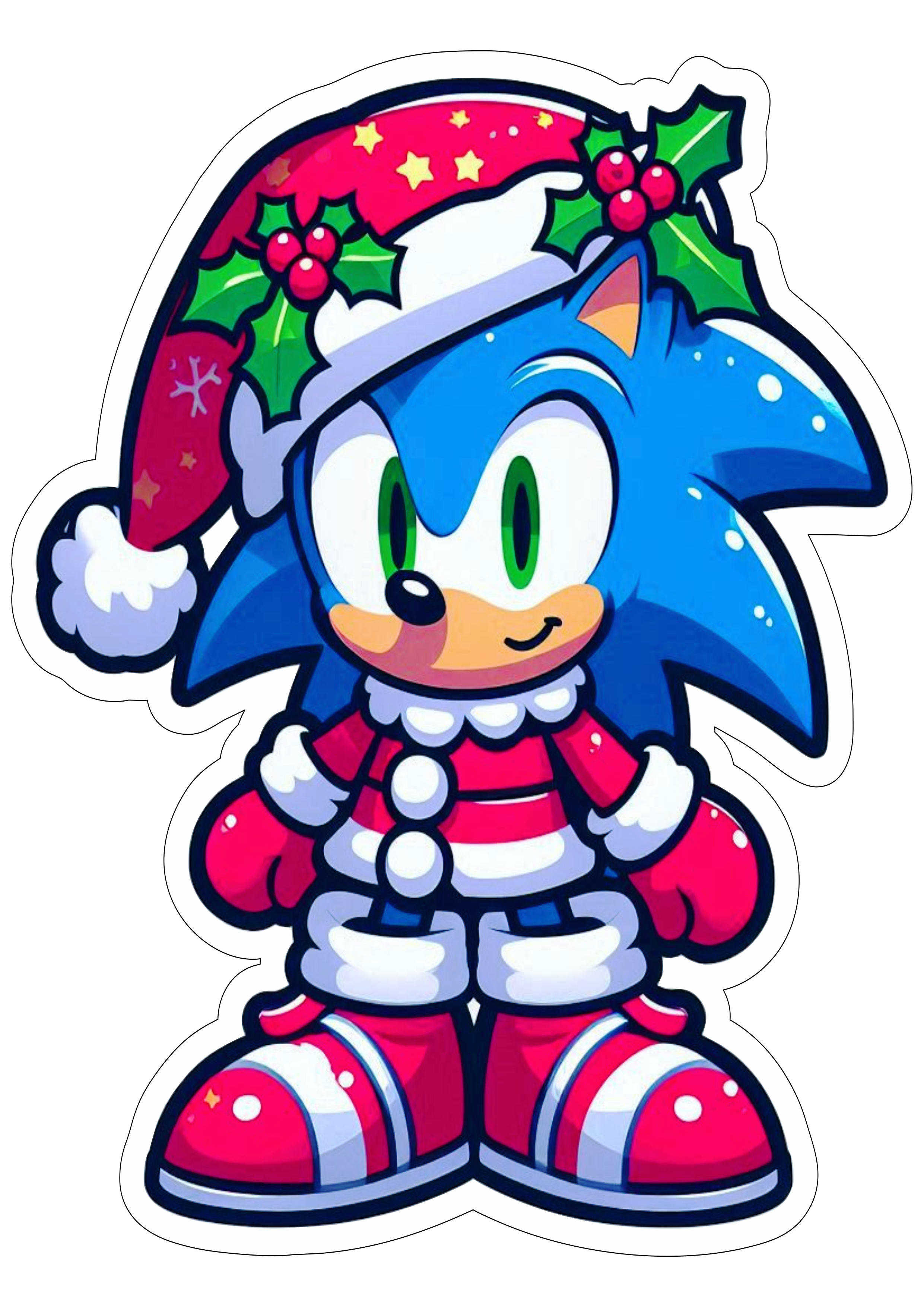 Sonic the hedgehog desenho infantil com roupas de natal PNG