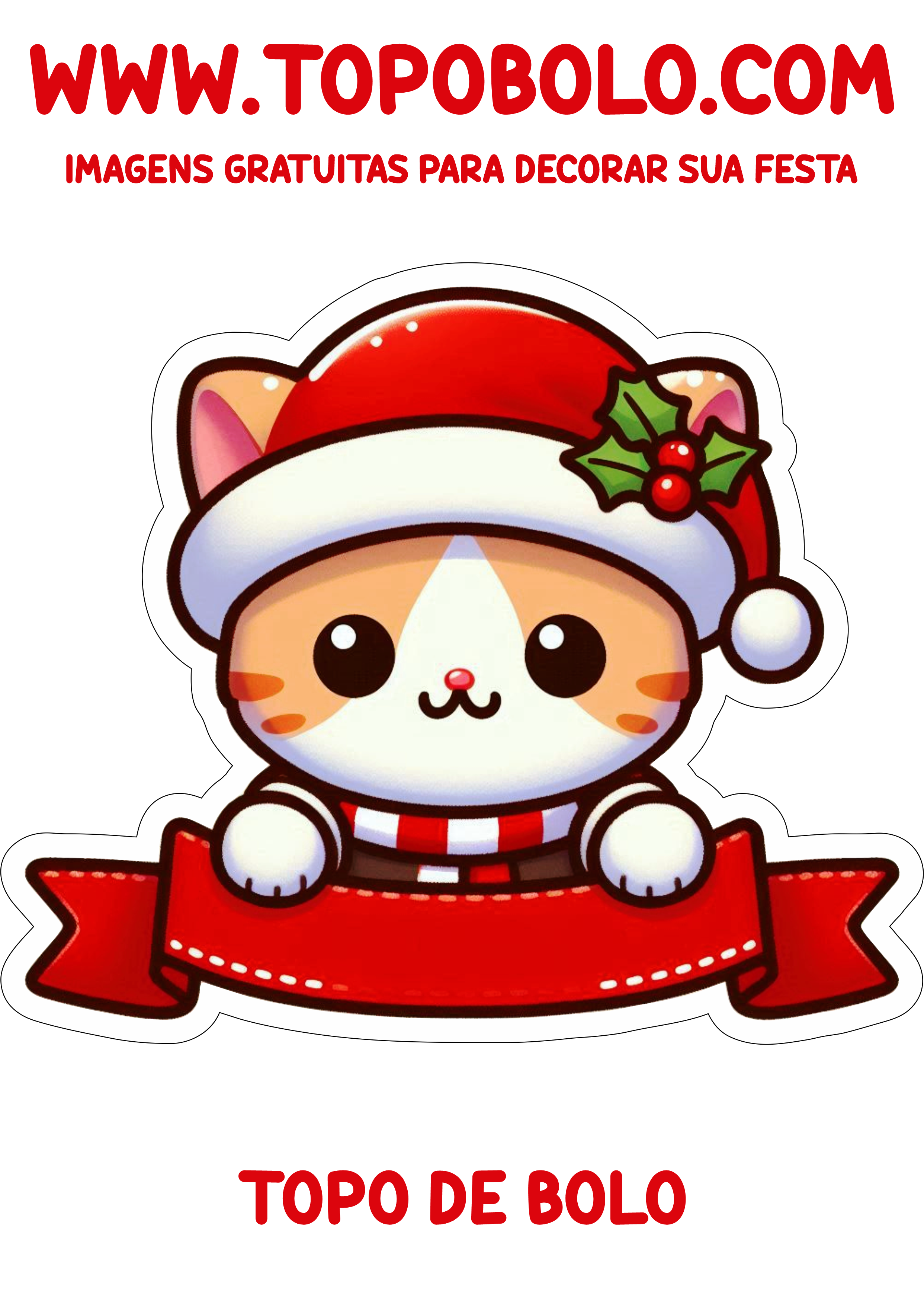 Gatinho fofinho de natal topo de bolo de aniversário png