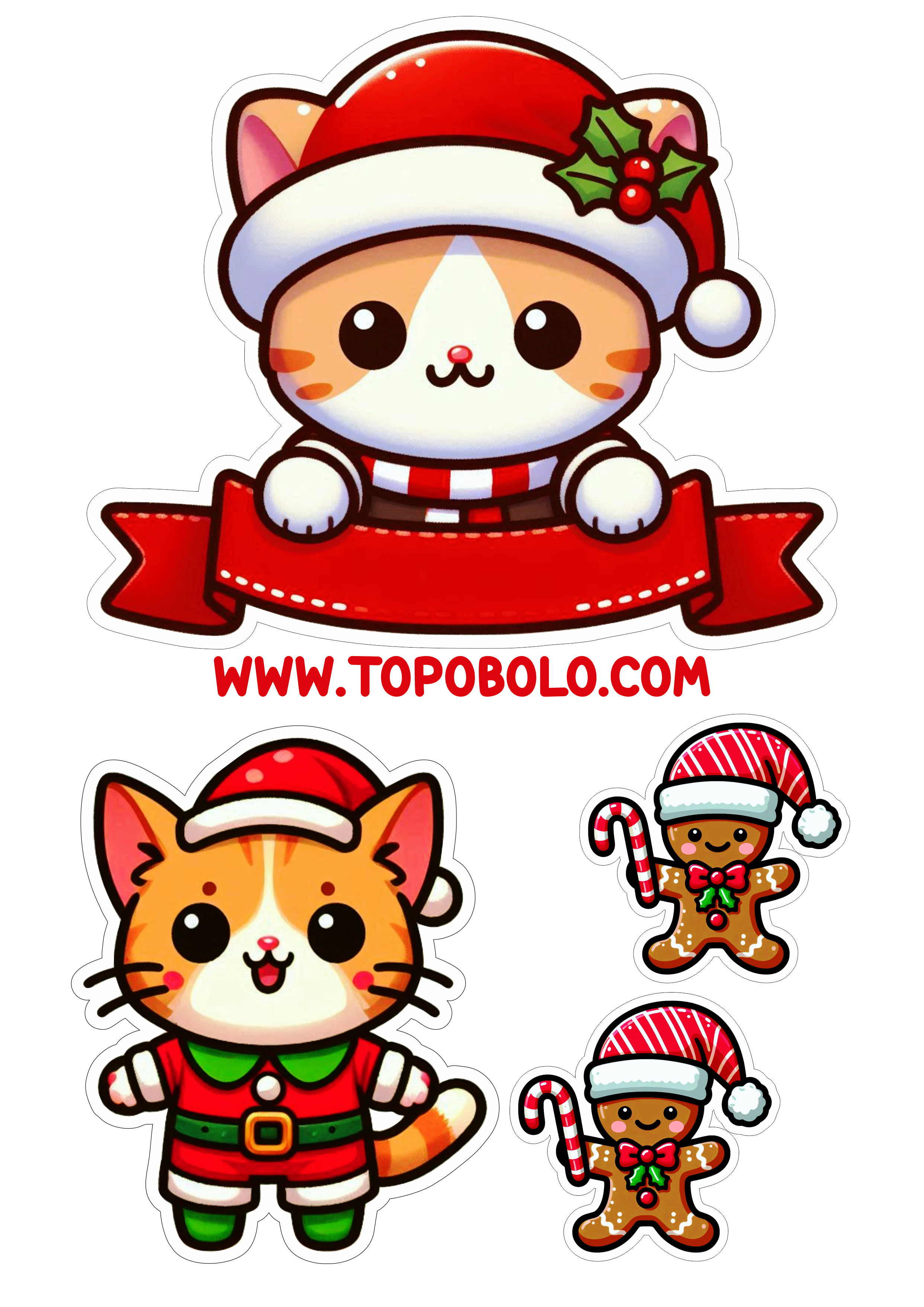 Gatinho fofinho de natal topo de bolo de aniversário homem biscoito de gengibre png