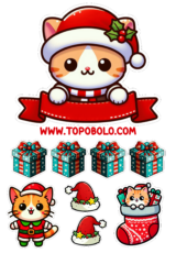 topo de bolo de natal gatinho fofinho2