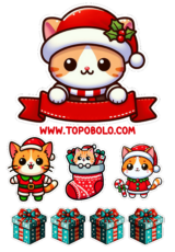 topo de bolo de natal gatinho fofinho3